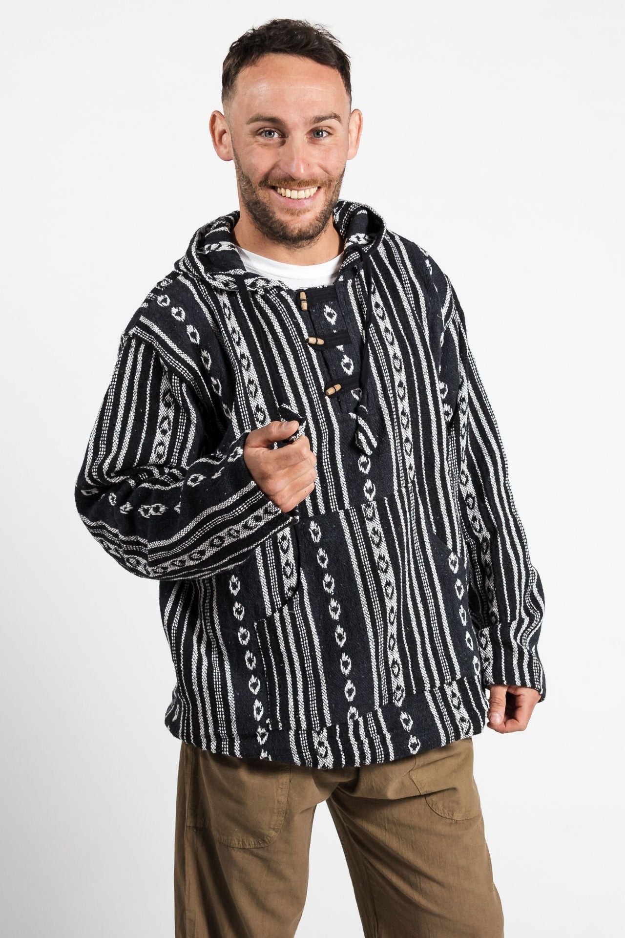 Surya Australia Woven Cotton Hoodie from Nepal - Black