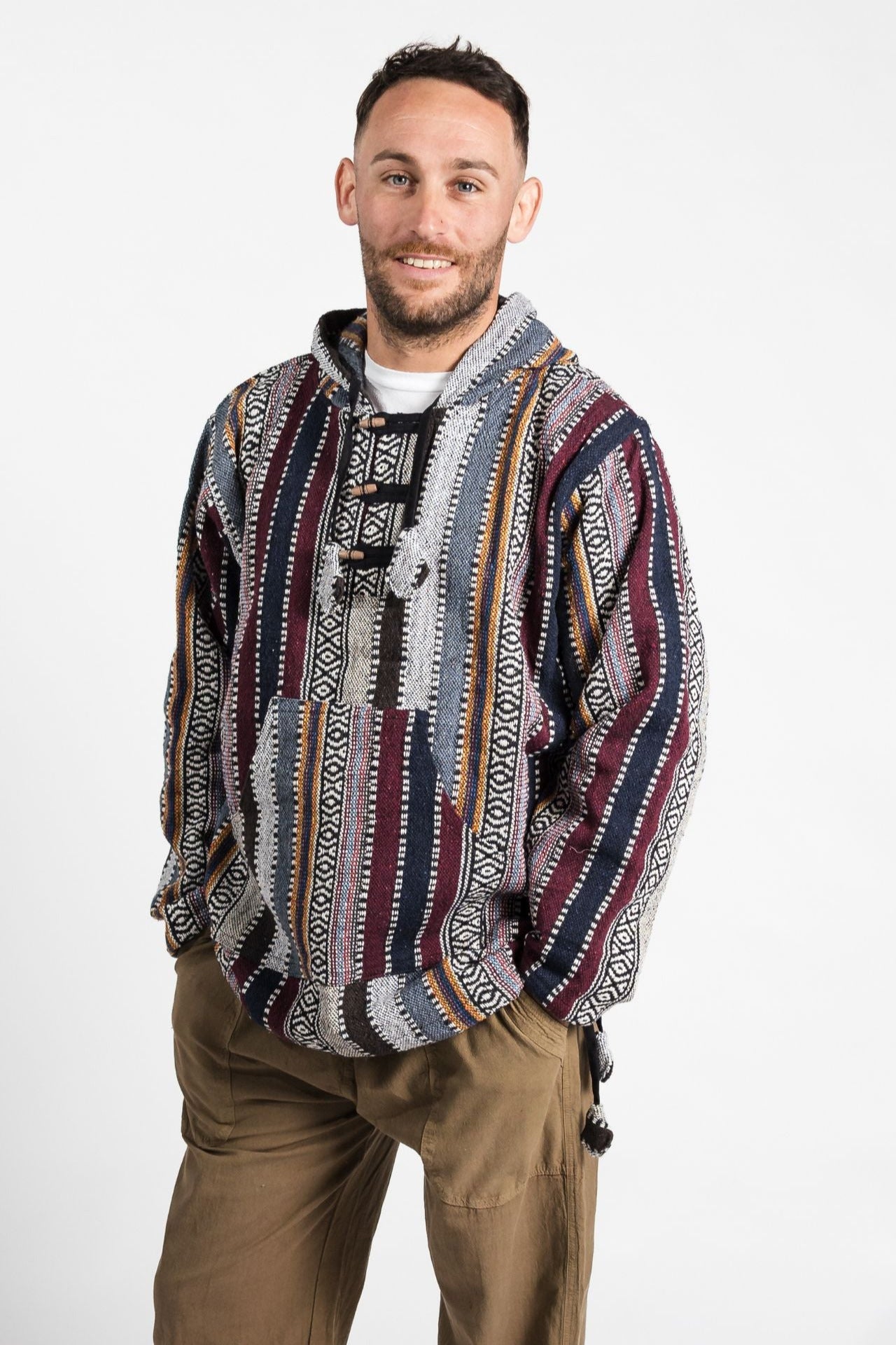 Surya Australia Woven Cotton Hoodie from Nepal - Maroon