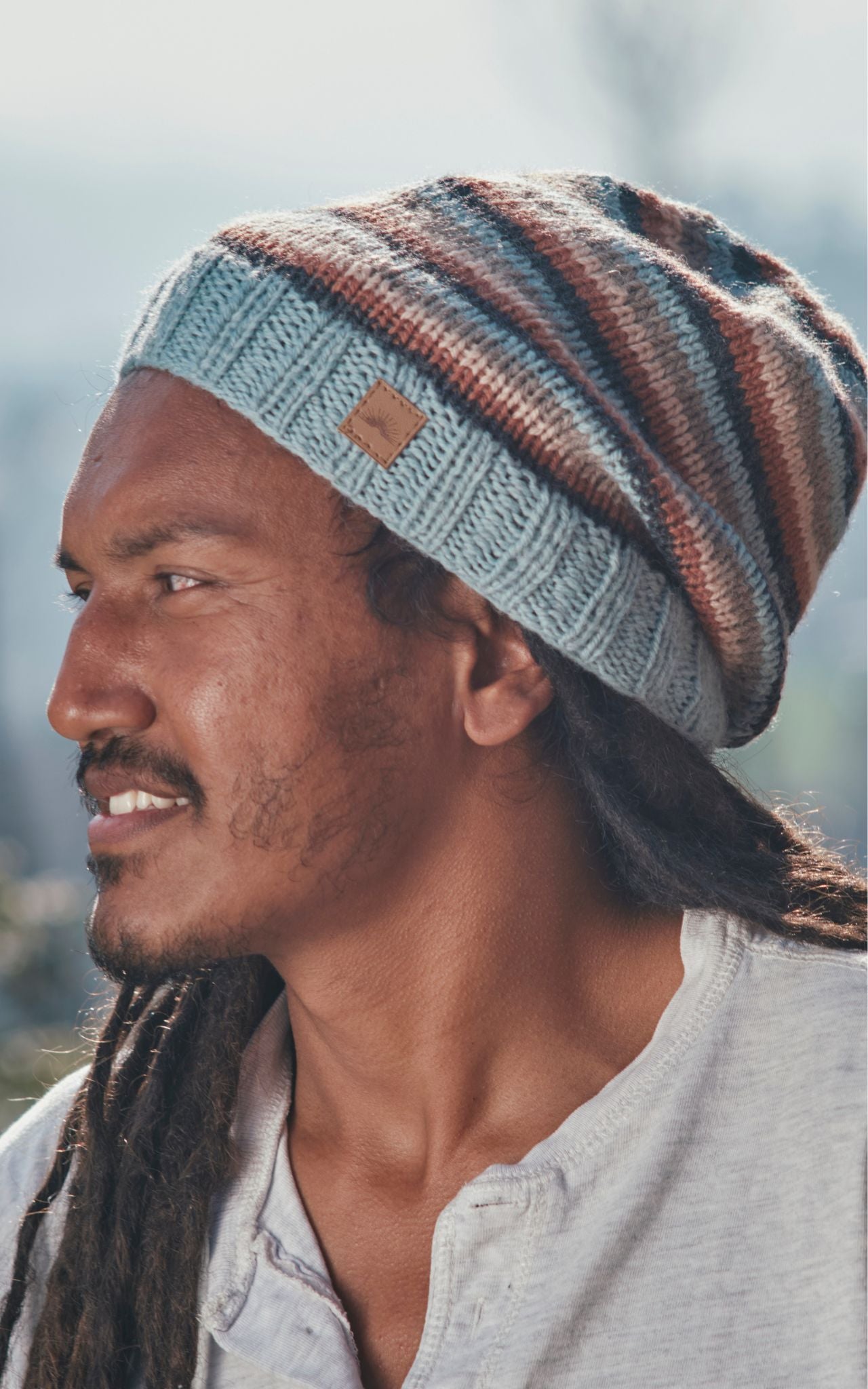 Surya Australia Merino Wool Slouch Beanie for Men from Nepal - Blue