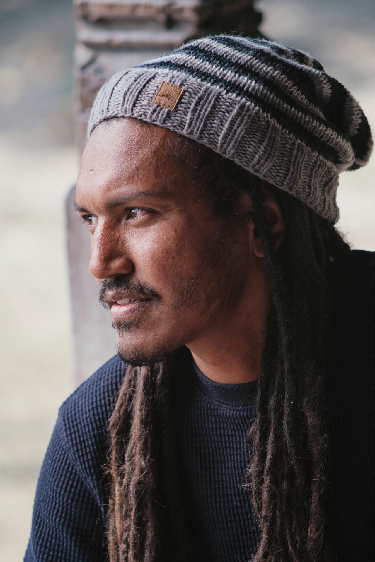 Surya Australia Merino Wool Slouch Beanie for Men from Nepal - Grey