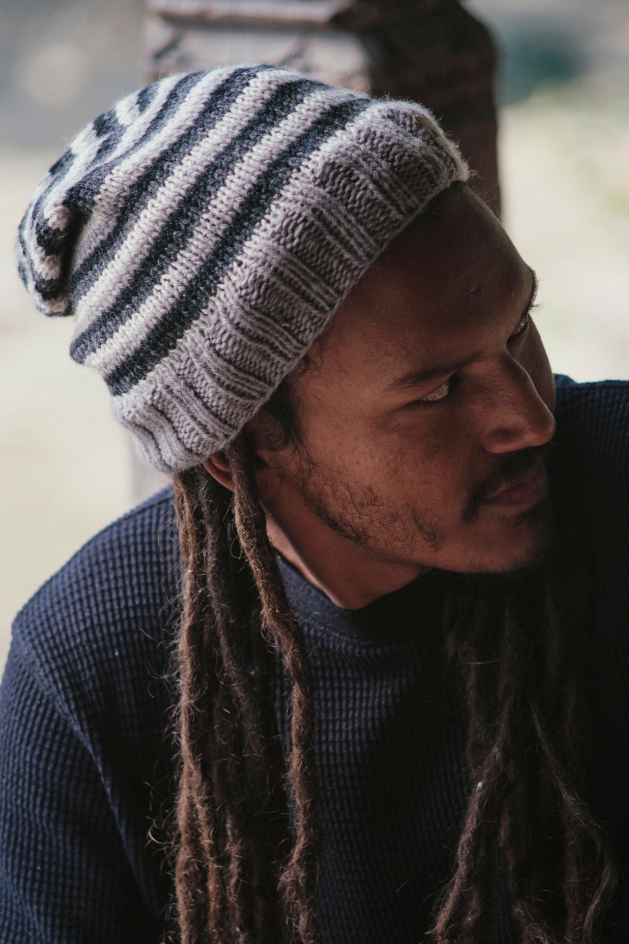 Surya Australia Merino Wool Slouch Beanie for Men from Nepal - Grey