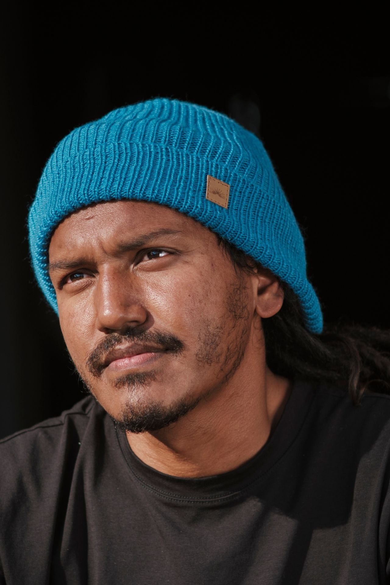 Surya Australia Merino Wool 'Fisherman' Beanie for men made in Nepal - blue