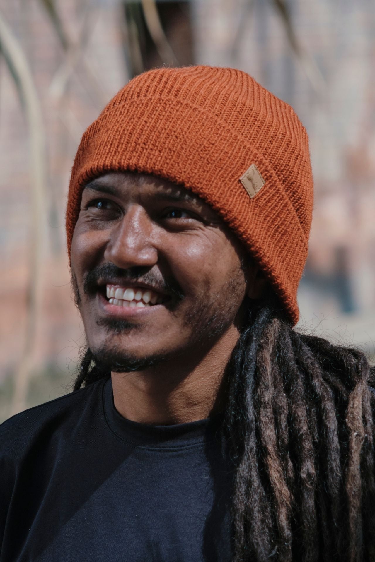 Surya Australia Merino Wool 'Fisherman' Beanie for men made in Nepal - burnt orange