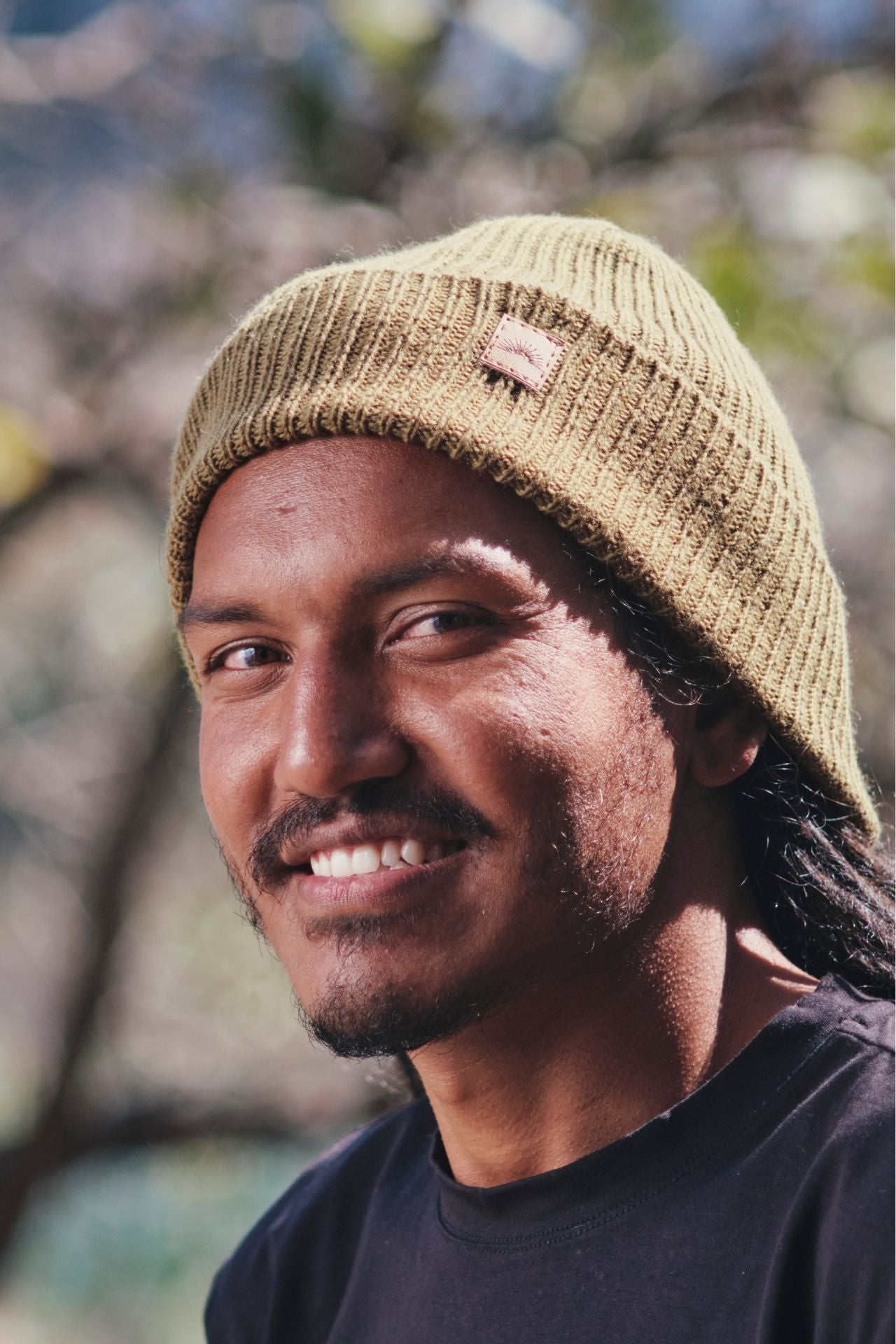 Surya Australia Merino Wool 'Fisherman' Beanie for men made in Nepal - army green