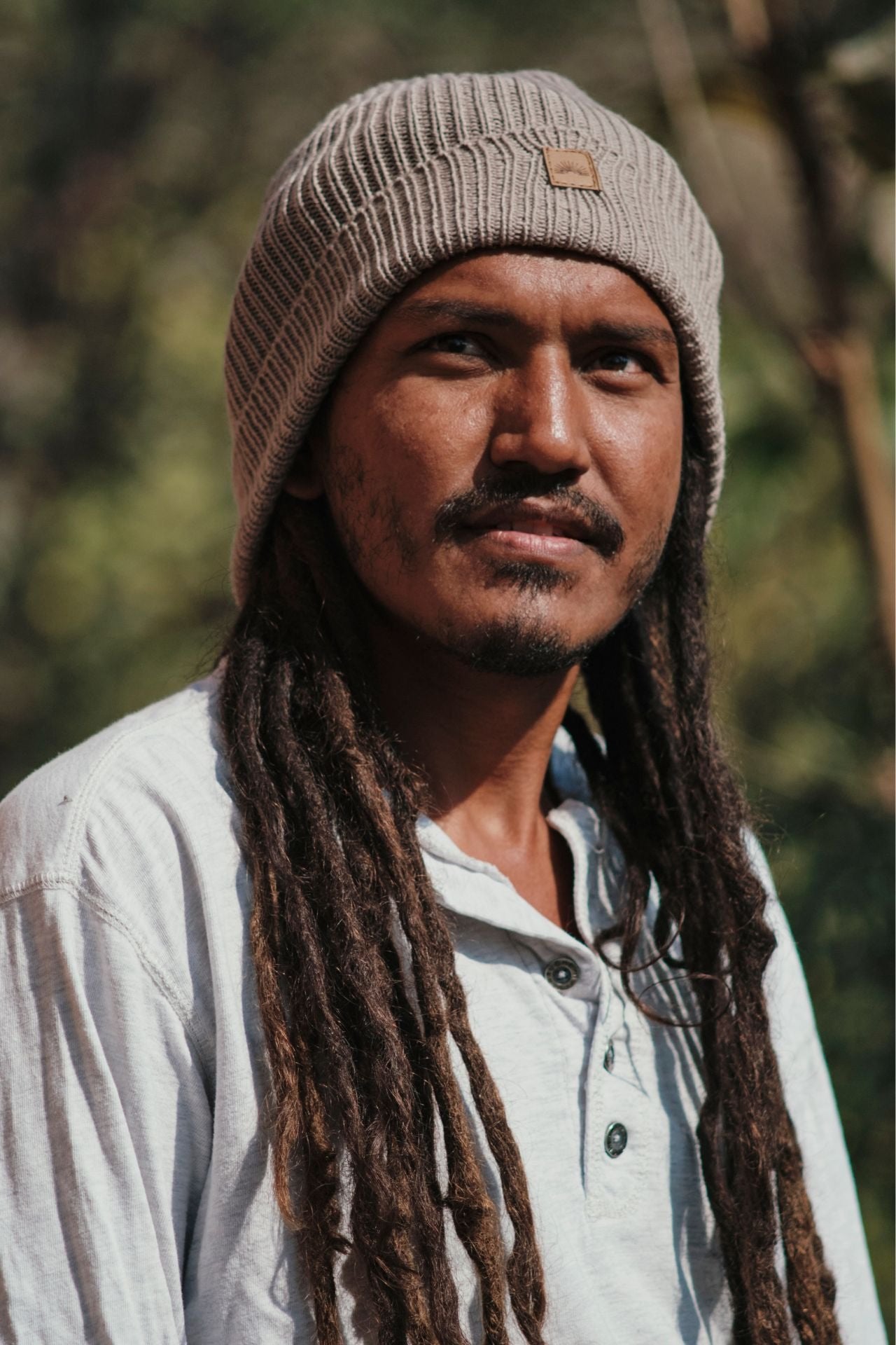 Surya Australia Merino Wool 'Fisherman' Beanie for men made in Nepal - light grey