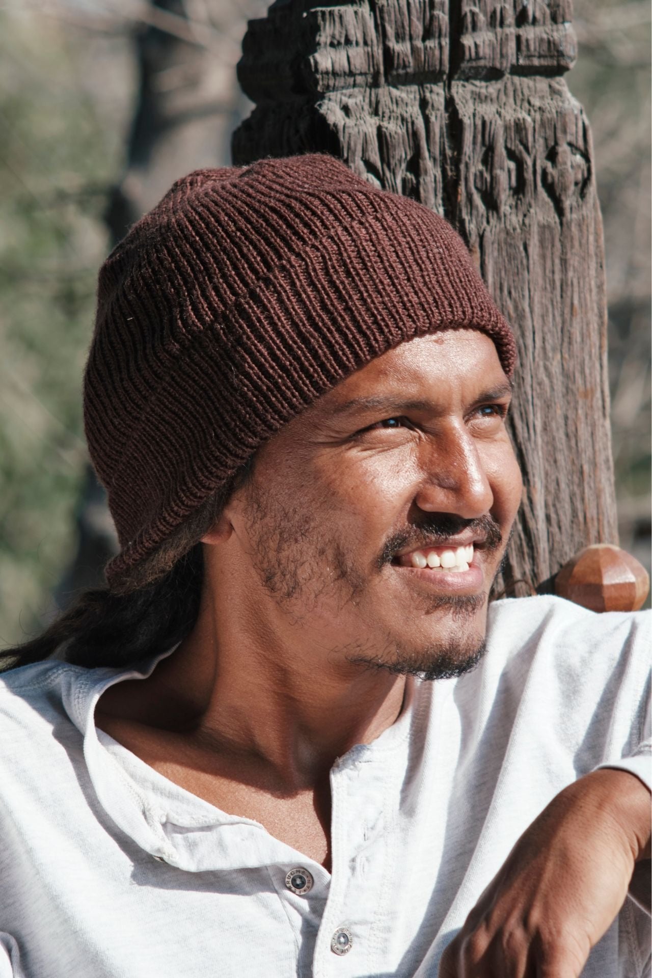 Surya Australia Merino Wool 'Fisherman' Beanie for men made in Nepal - chocolate
