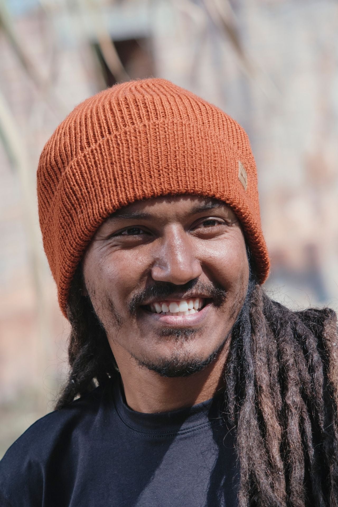 Surya Australia Merino Wool 'Fisherman' Beanie for men made in Nepal - burnt orange