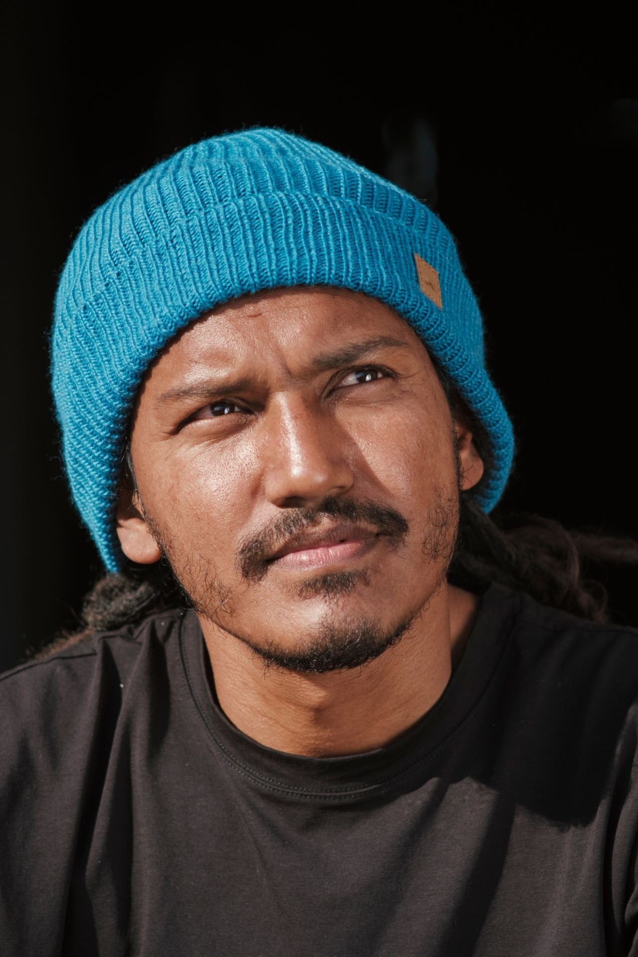 Surya Australia Merino Wool 'Fisherman' Beanie for men made in Nepal - blue