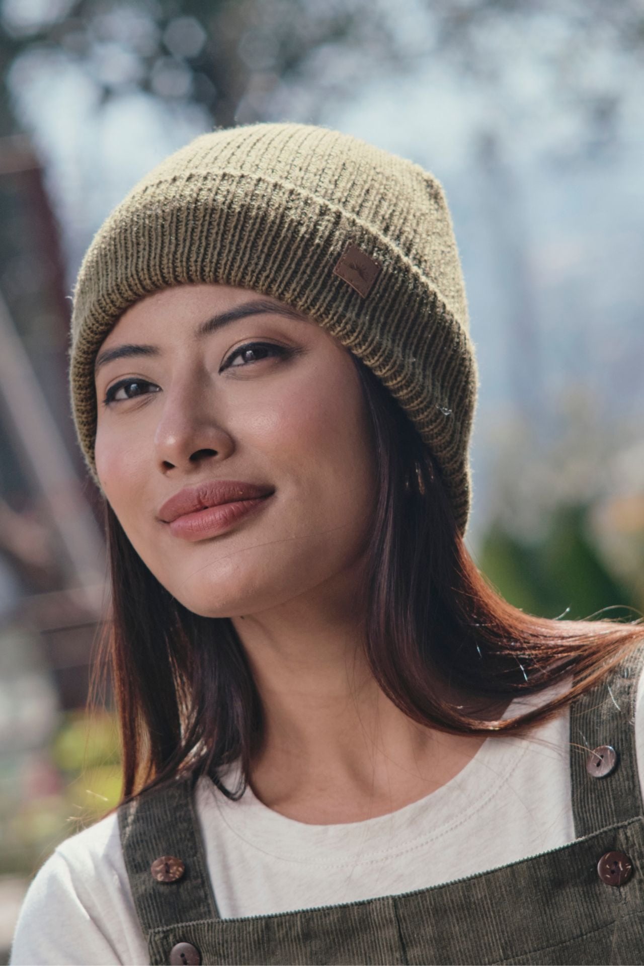 Surya Australia Merino Wool 'Woodstock' Beanie for women made in Nepal - Army Green