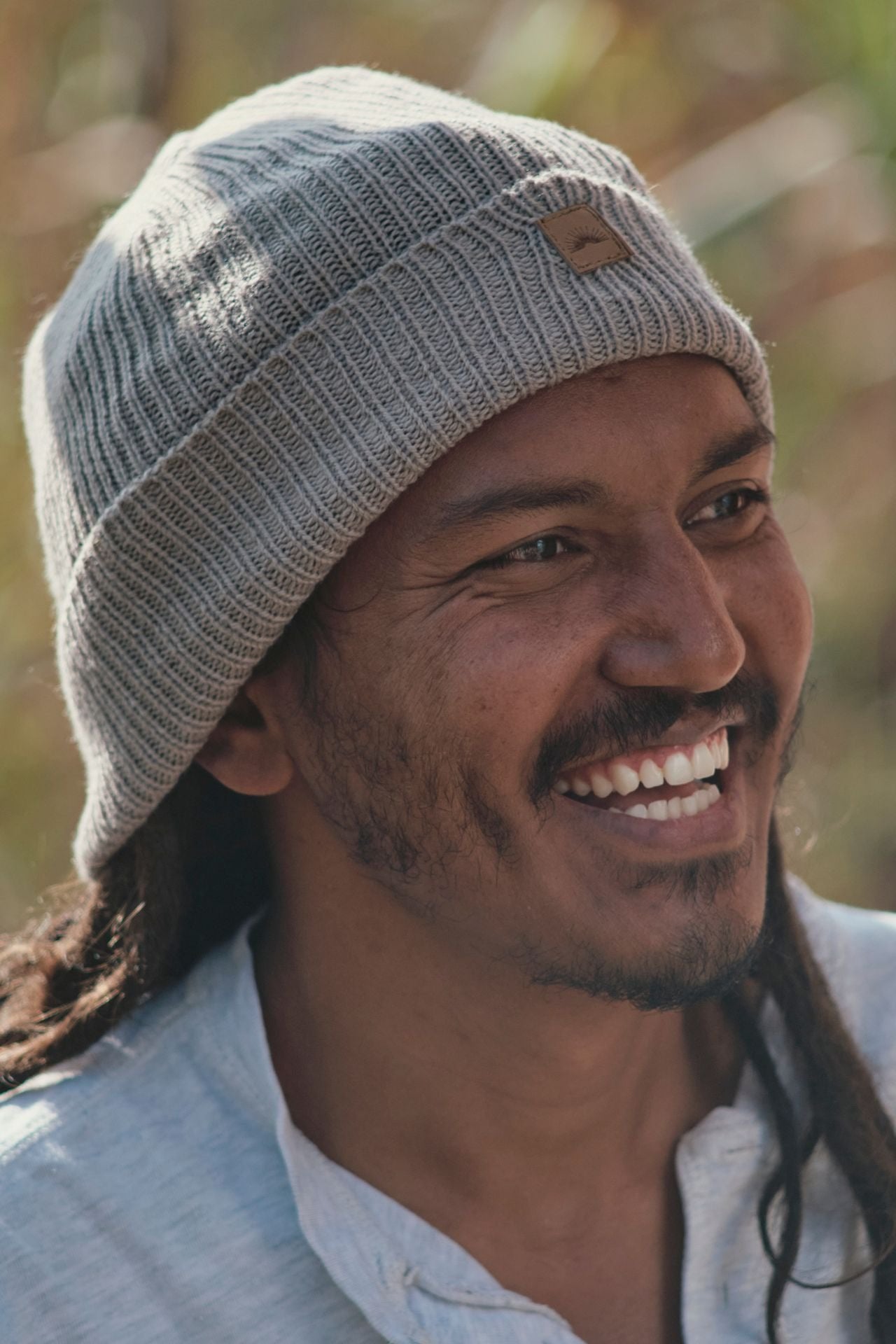 Surya Australia Merino Wool 'Fisherman' Beanie for men made in Nepal - light grey