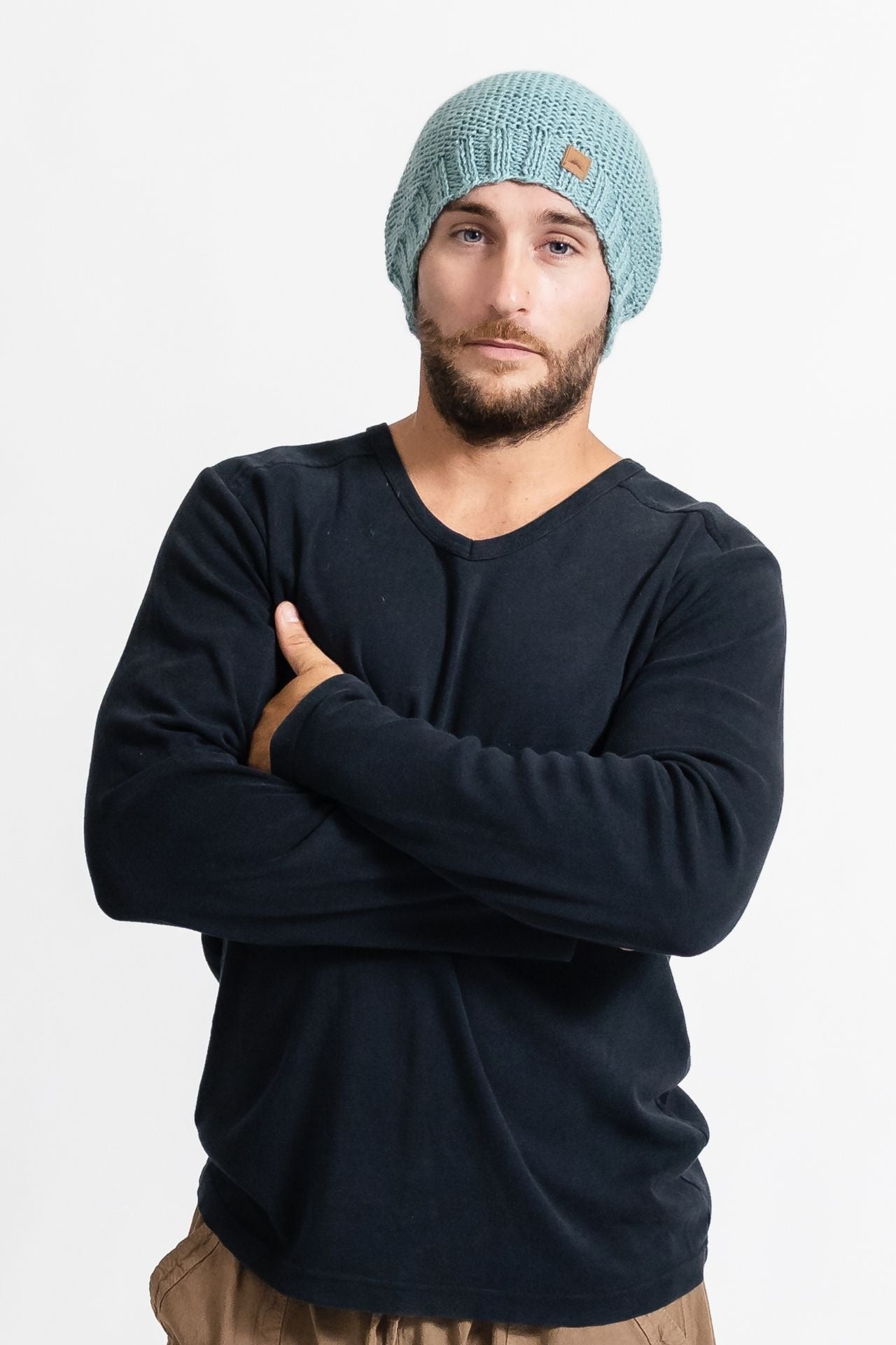 Surya Australia Mulesing Free merino Wool Beanie for men from Nepal - Light Blue