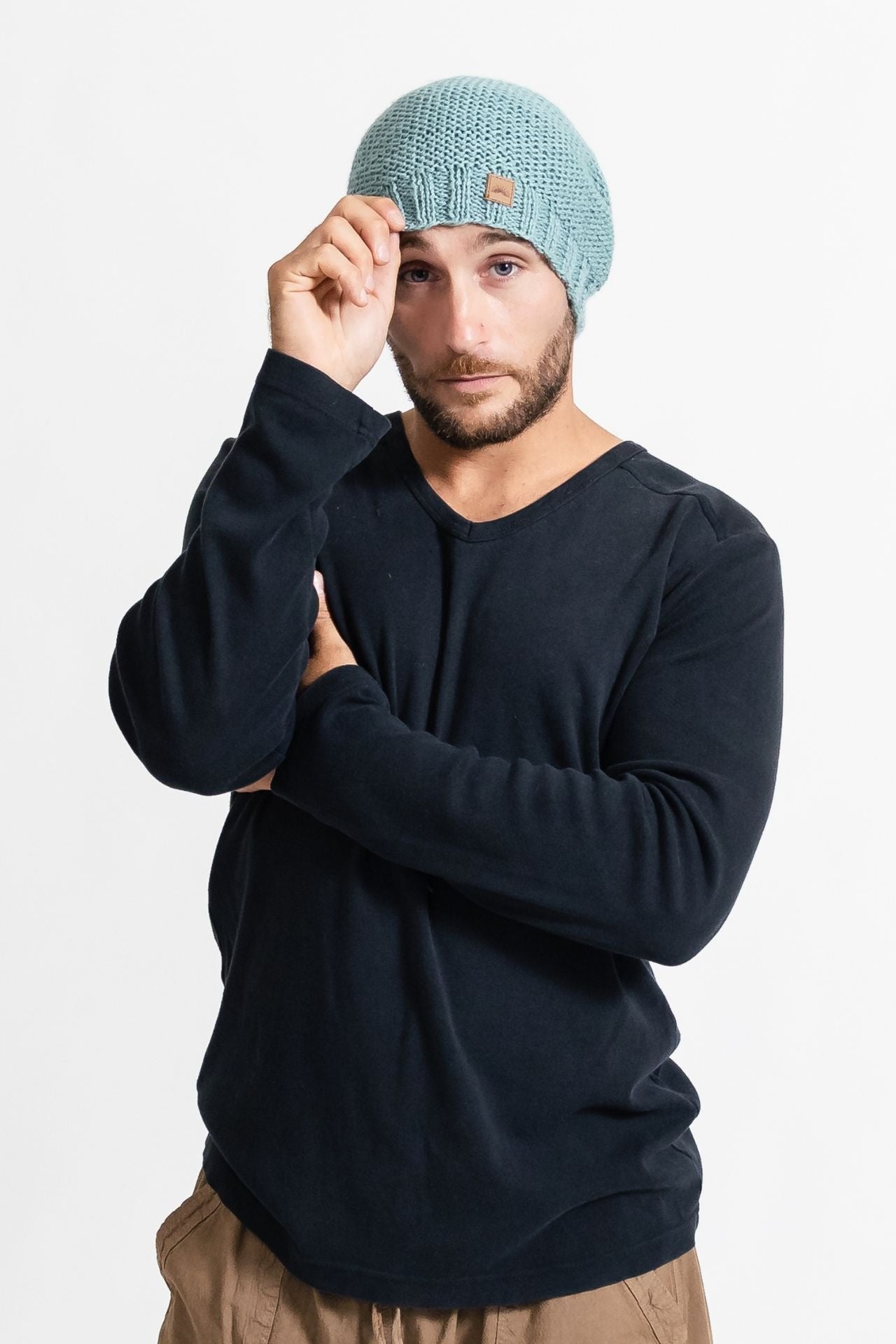 Surya Australia Mulesing Free merino Wool Beanie for men from Nepal - Light Blue