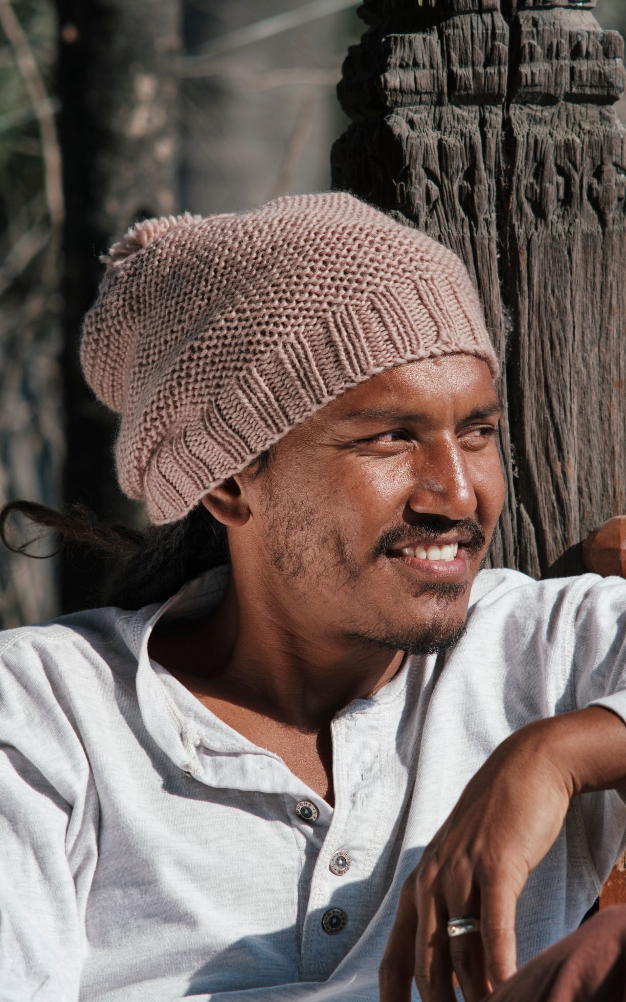 Surya Australia Mulesing Free merino Wool Beanie for men from Nepal - Dusty Mauve