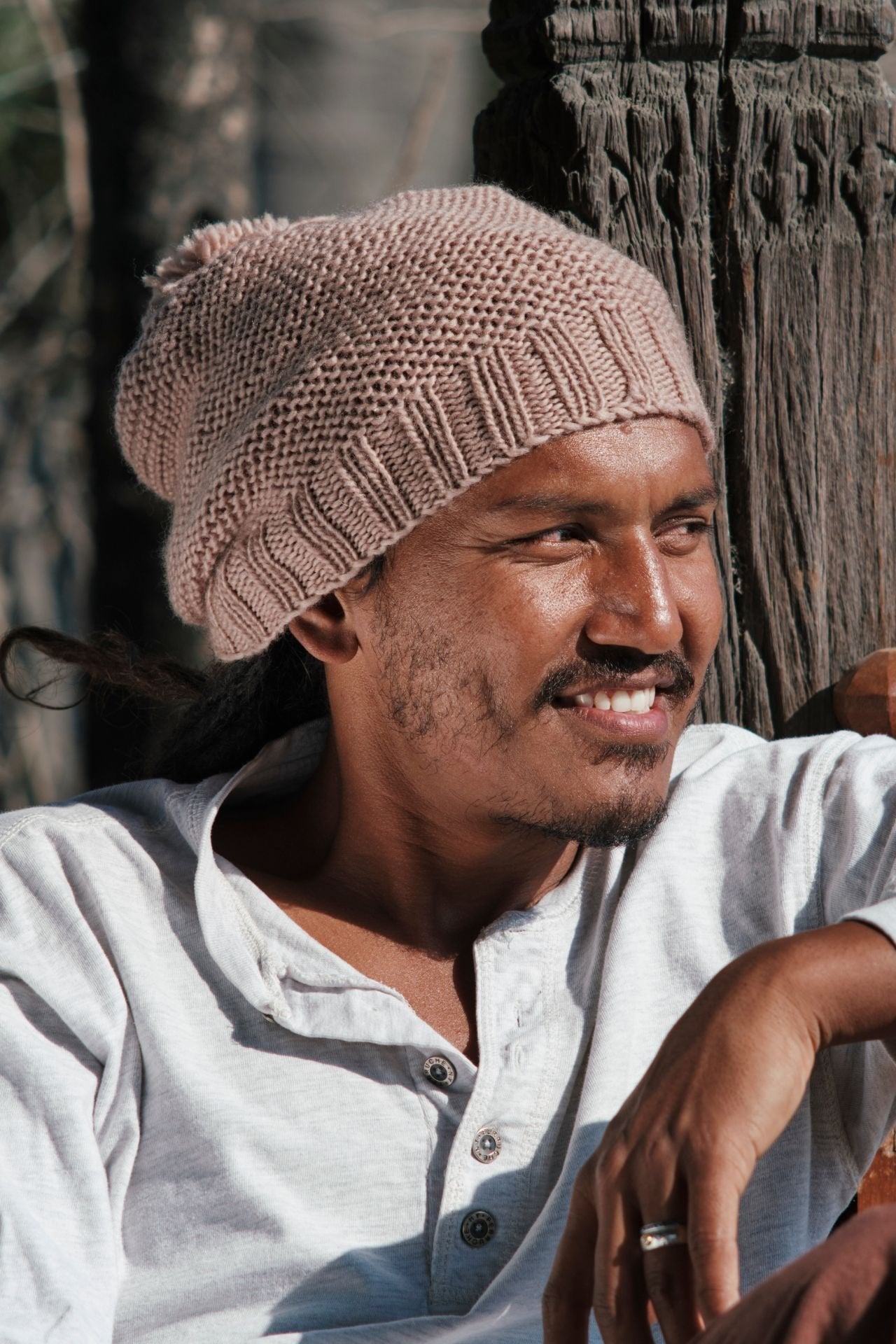 Surya Australia Mulesing Free merino Wool Beanie for men from Nepal - Dusty Mauve