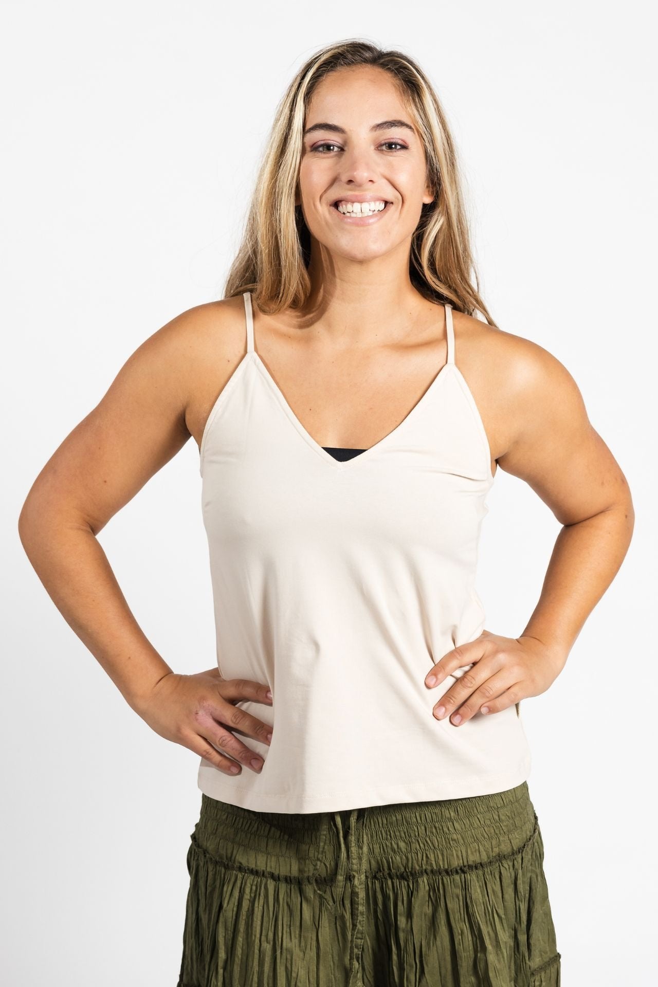 Surya Australia Organic Cotton 'Bombay' Singlet Top made in Nepal - Cream