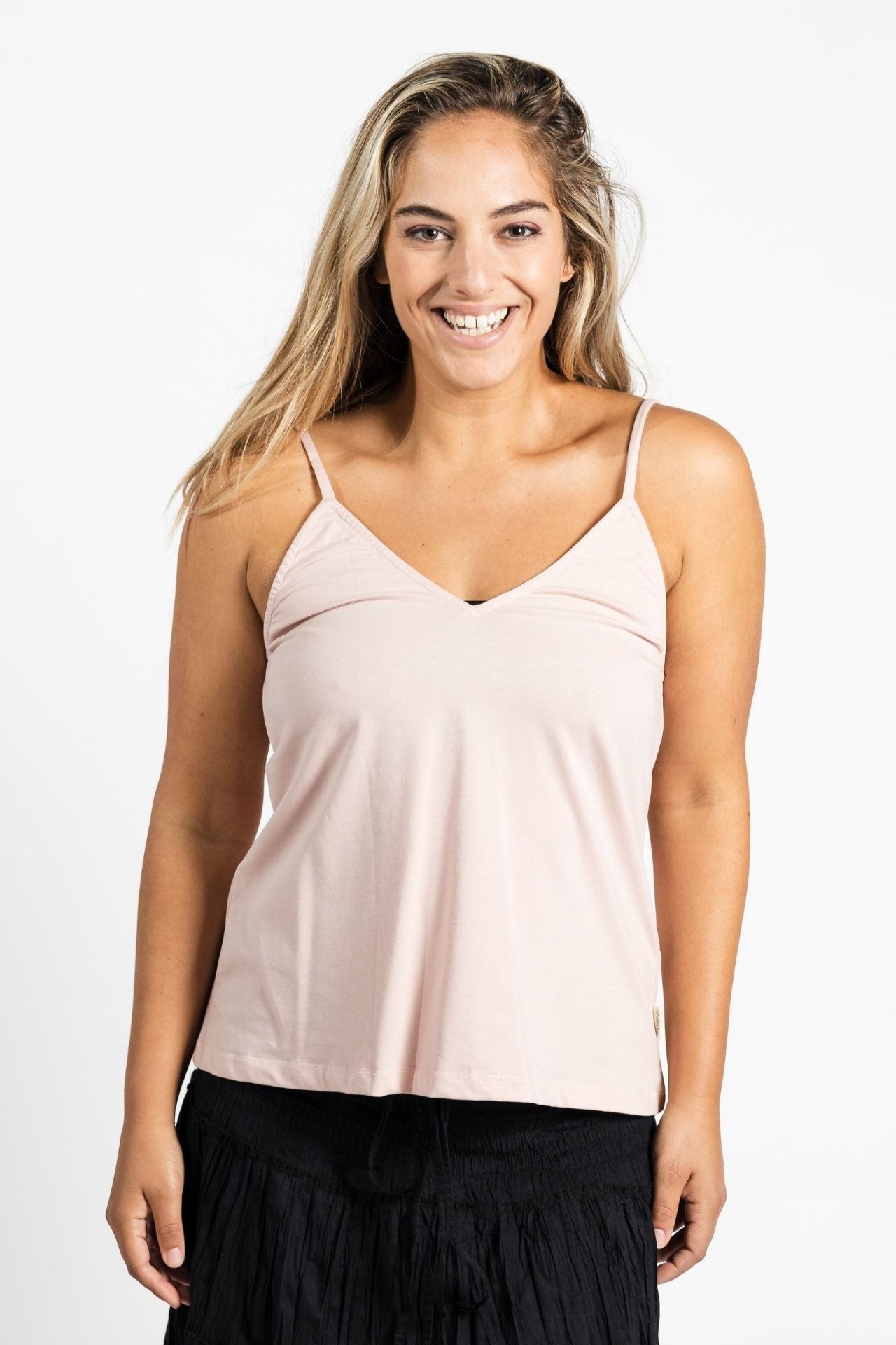 Surya Australia Organic Cotton 'Bombay' Singlet Top made in Nepal - Blush