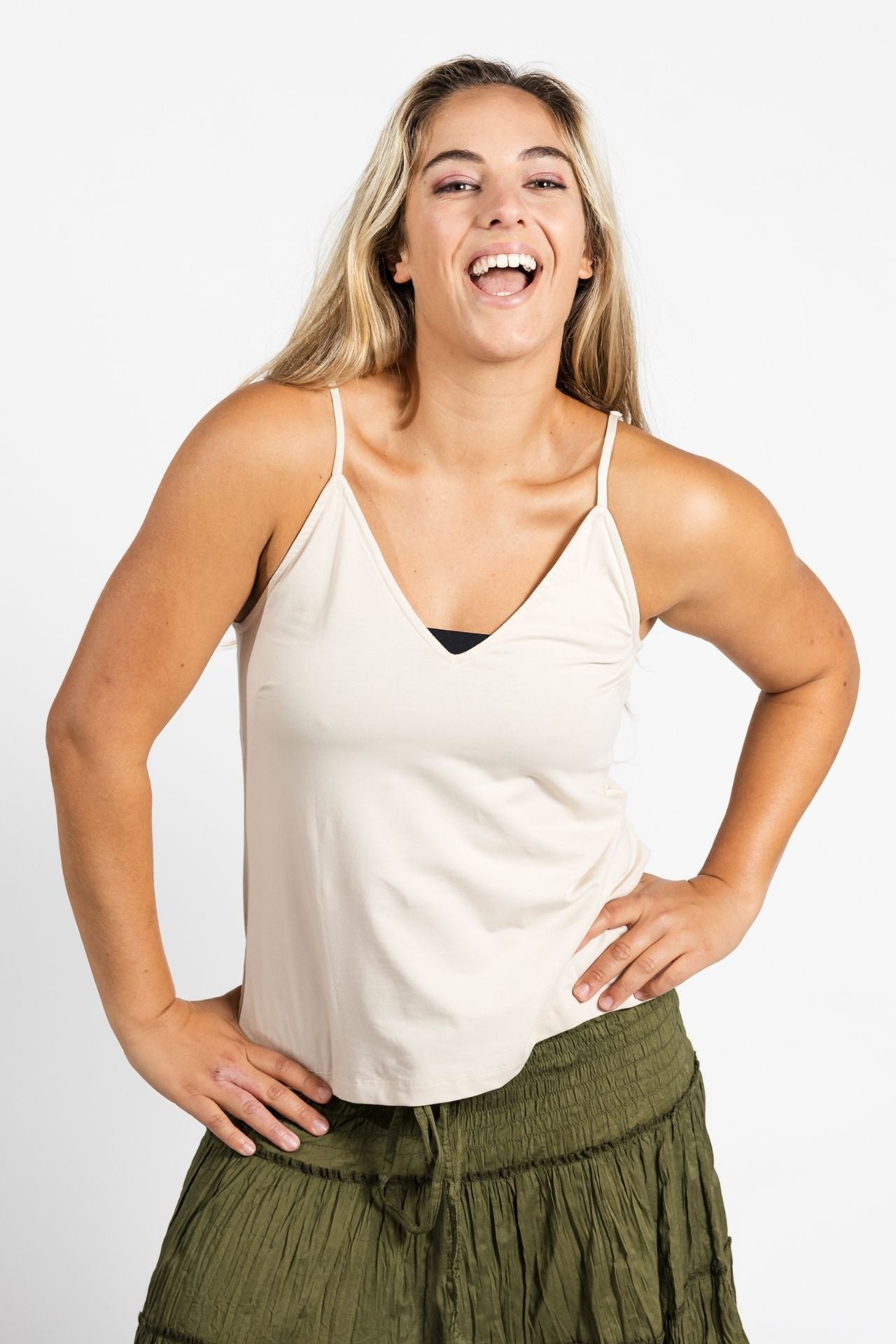 Surya Australia Organic Cotton 'Bombay' Singlet Top made in Nepal - Cream