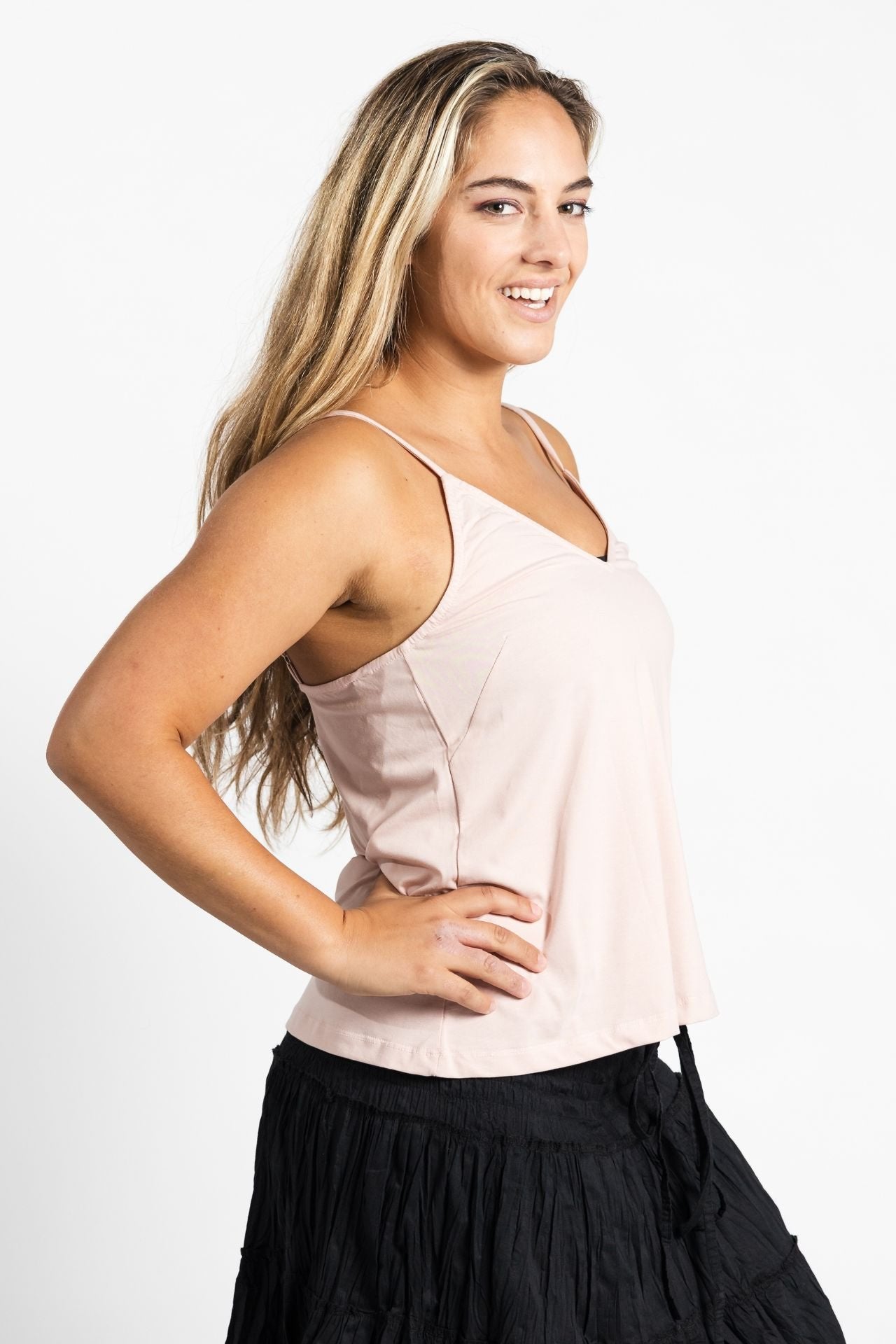 Surya Australia Organic Cotton 'Bombay' Singlet Top made in Nepal - Blush