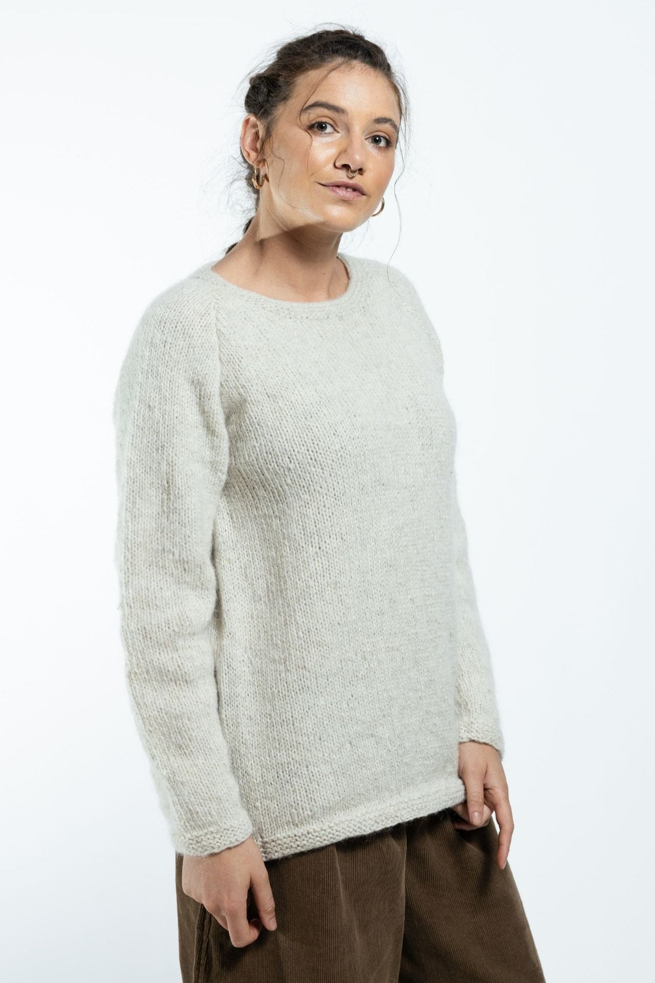 Surya Australia Ethical Wool Jumper made in Nepal - Natural