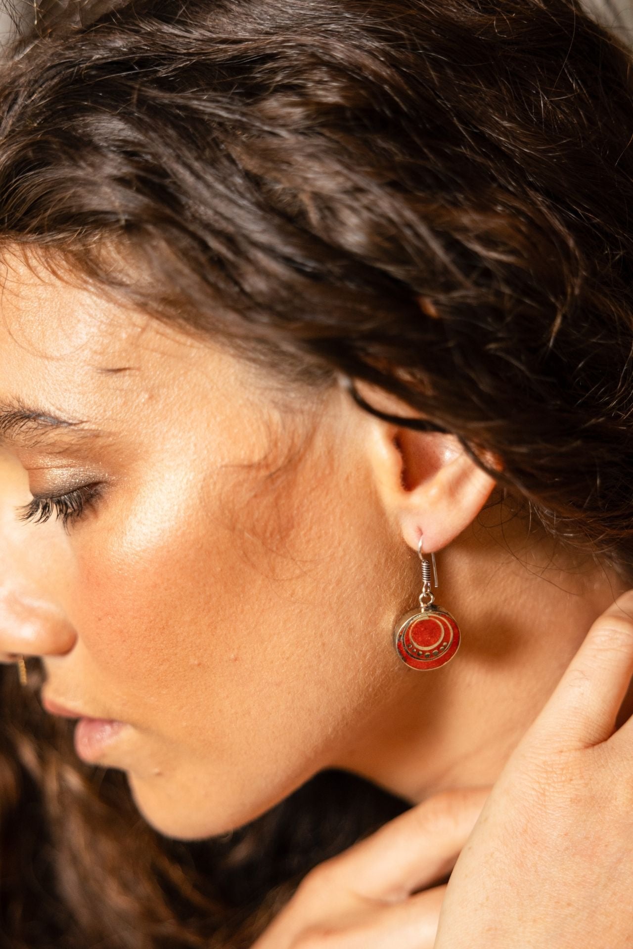 Surya Australia Ethical Tibetan Earrings from Nepal - Uma Orange