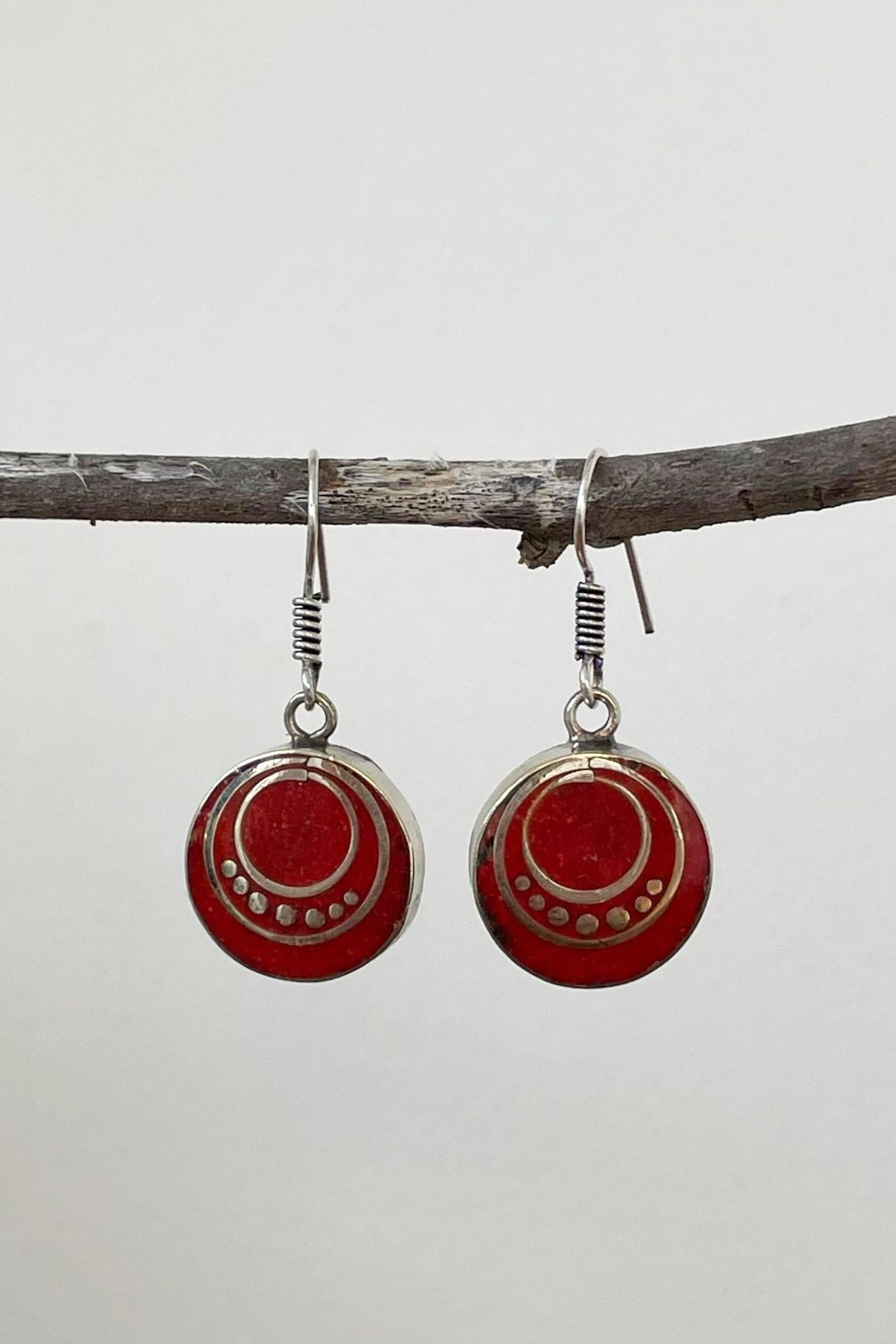 Surya Australia Ethical Tibetan Earrings from Nepal - Uma Orange