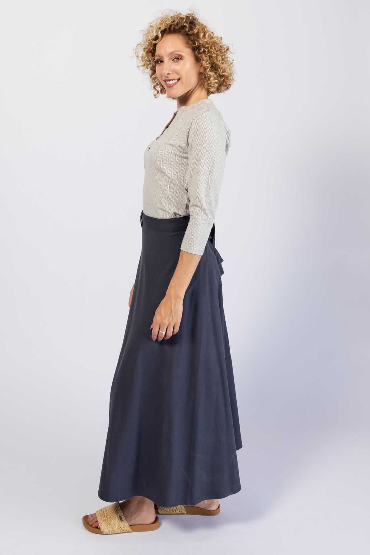 Surya Ethical Cotton Wrap Skirt made in Nepal - left side view