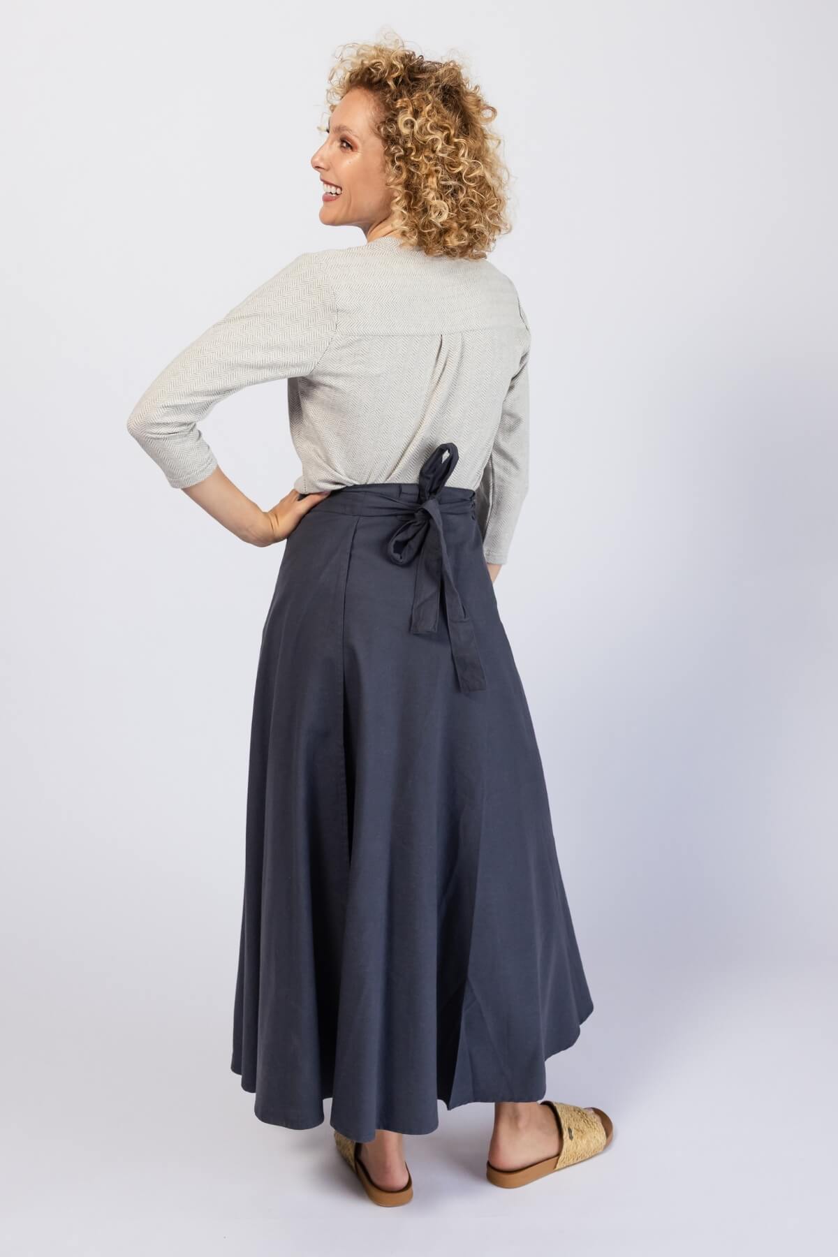 Surya Ethical Cotton Wrap Skirt made in Nepal - rear view