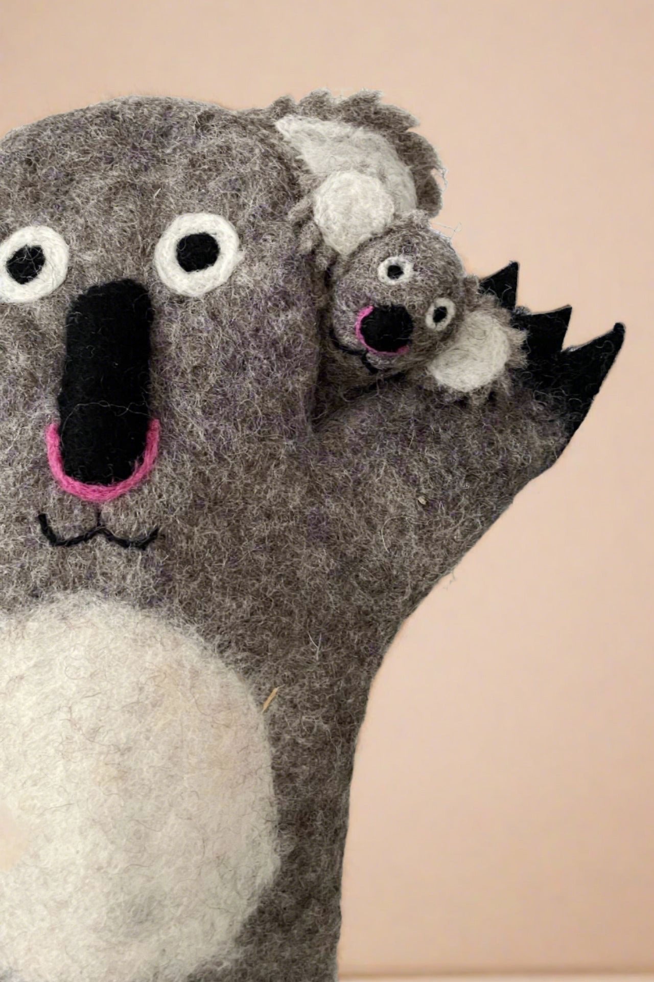 Surya Australia Ethical Wool Felt Hand Puppets made in Nepal - Koala and Baby