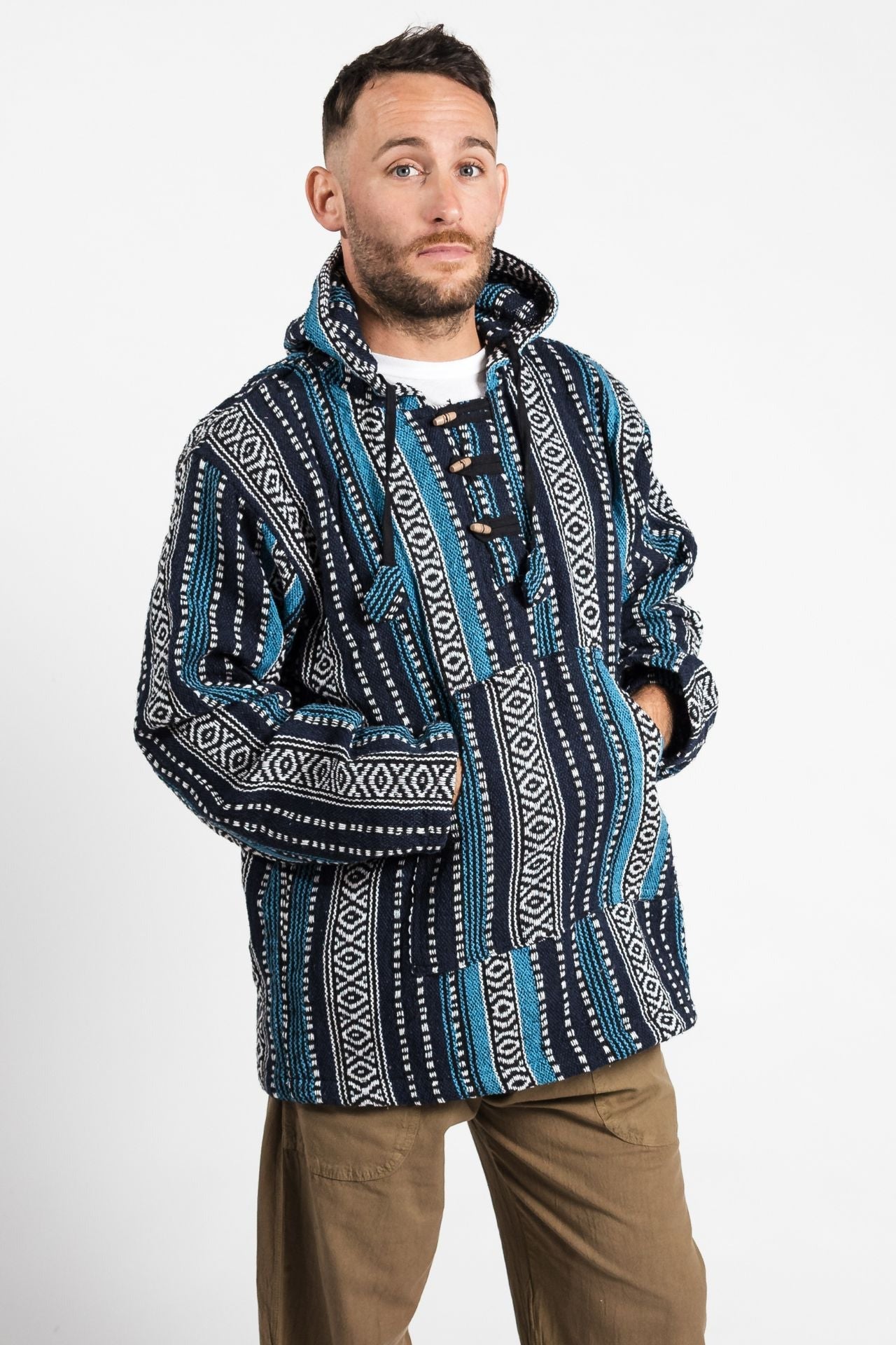 Surya Australia Woven Cotton Hoodie from Nepal - Blue