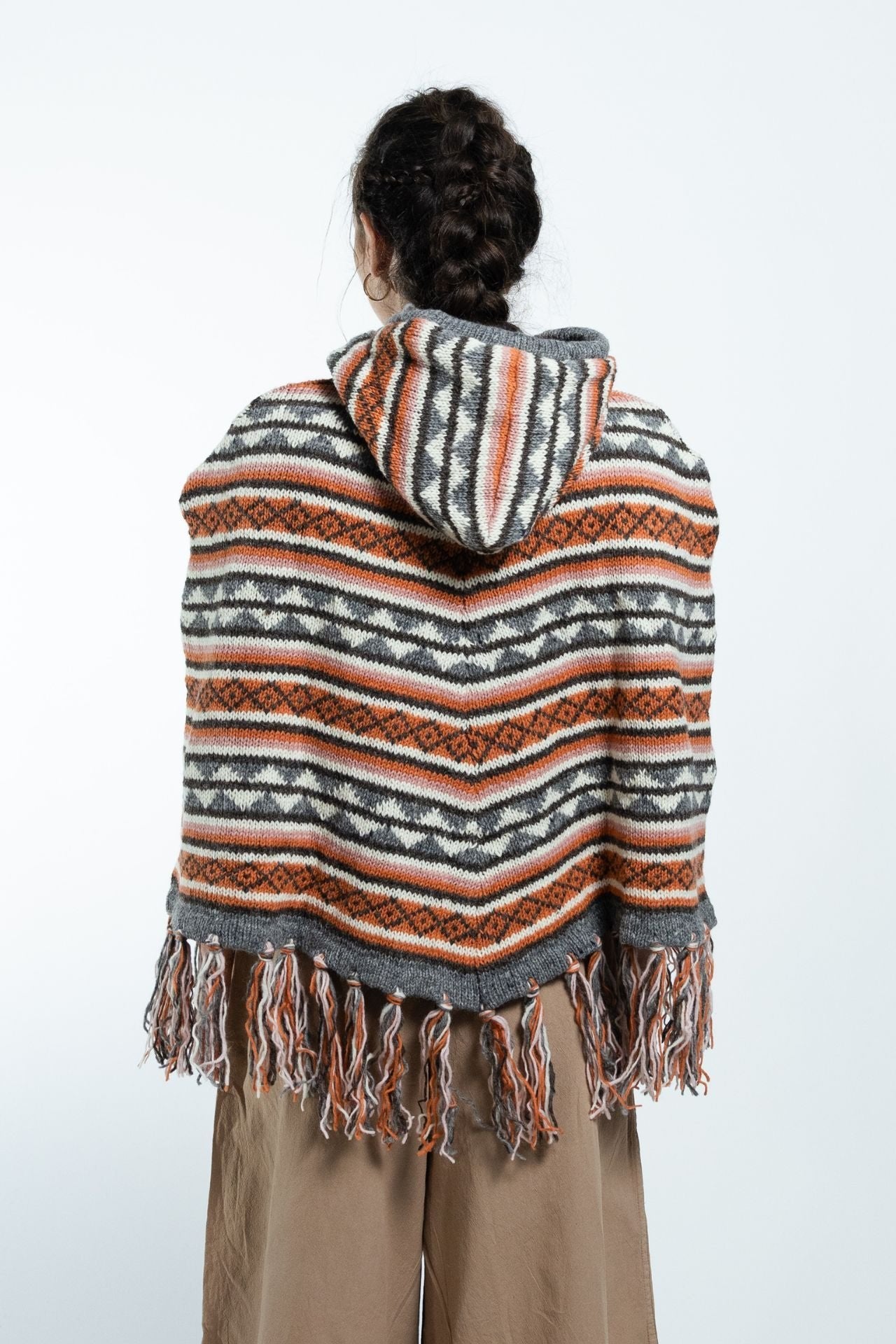 Surya Australia Ethical Wool Poncho made in Nepal - Burnt Orange