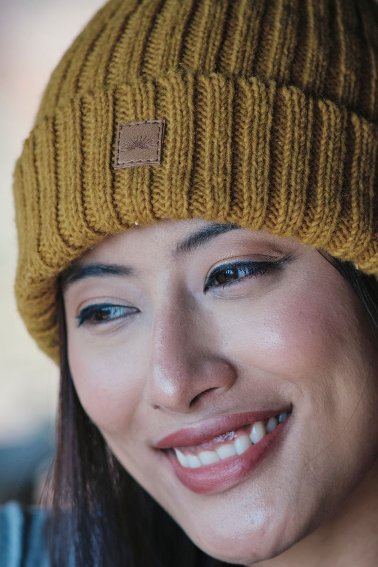 Surya Australia Wool 'Pompom' Beanie for women made in Nepal - Mustard