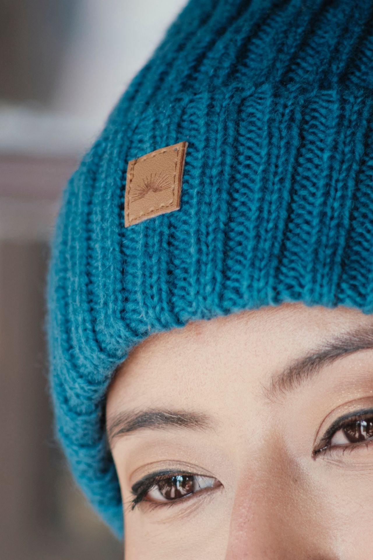 Surya Australia Wool 'Pompom' Beanie for women made in Nepal - Cobalt