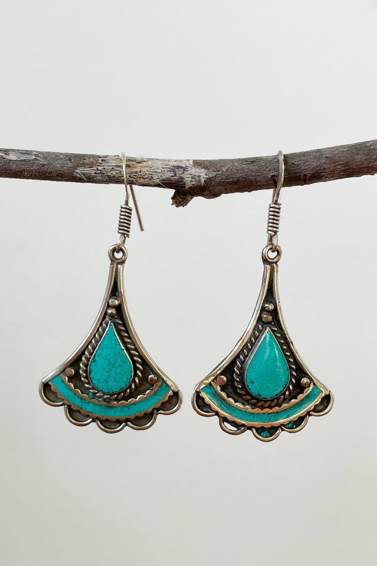Surya Australia Ethical Tibetan Earrings from Nepal - Alani Turquoise