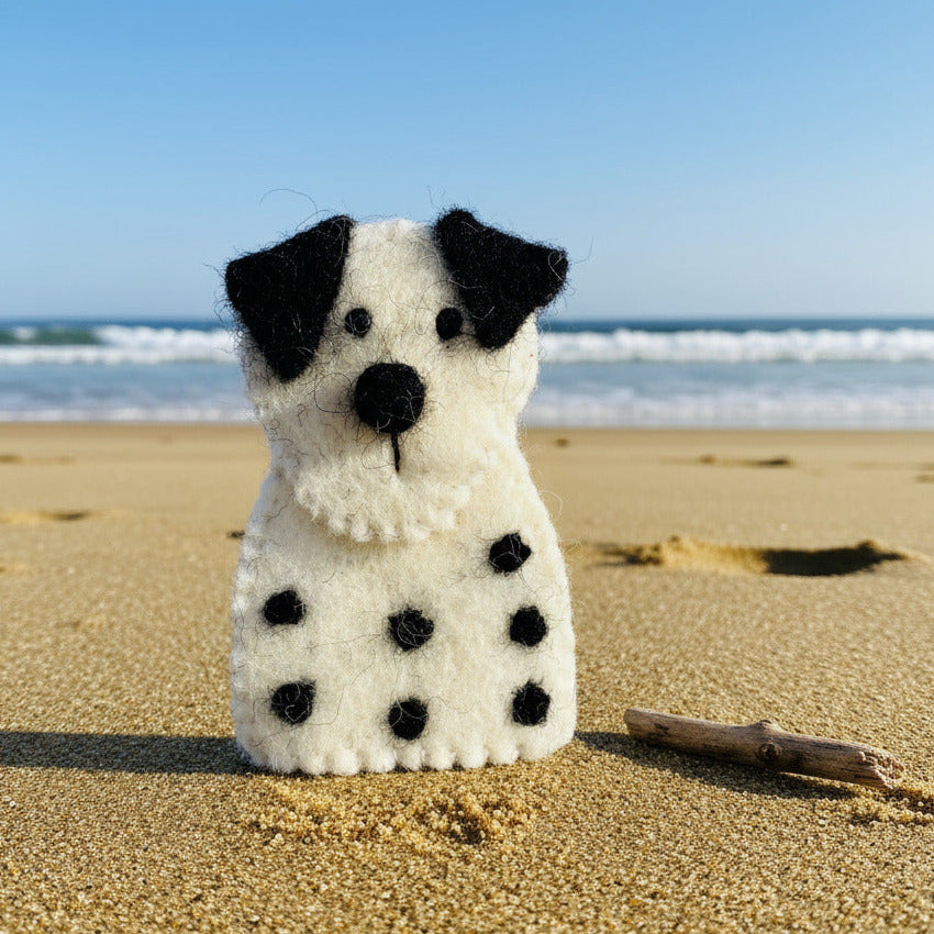 Surya Wool Felt Finger Puppets from Nepal - Dog