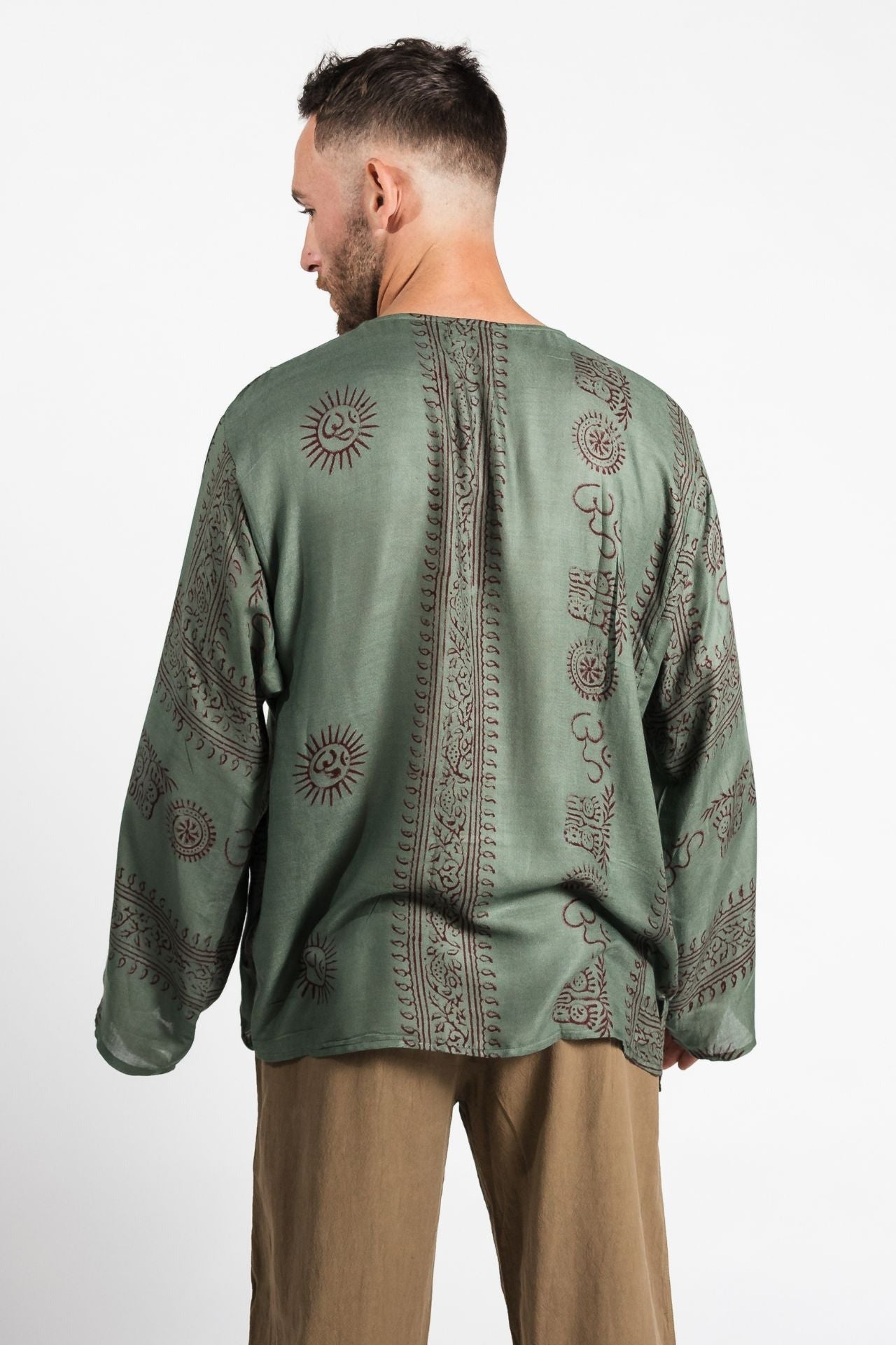 Surya Australia Lightweight Cotton Men's 'Shiva' Shirt made in Nepal - Green