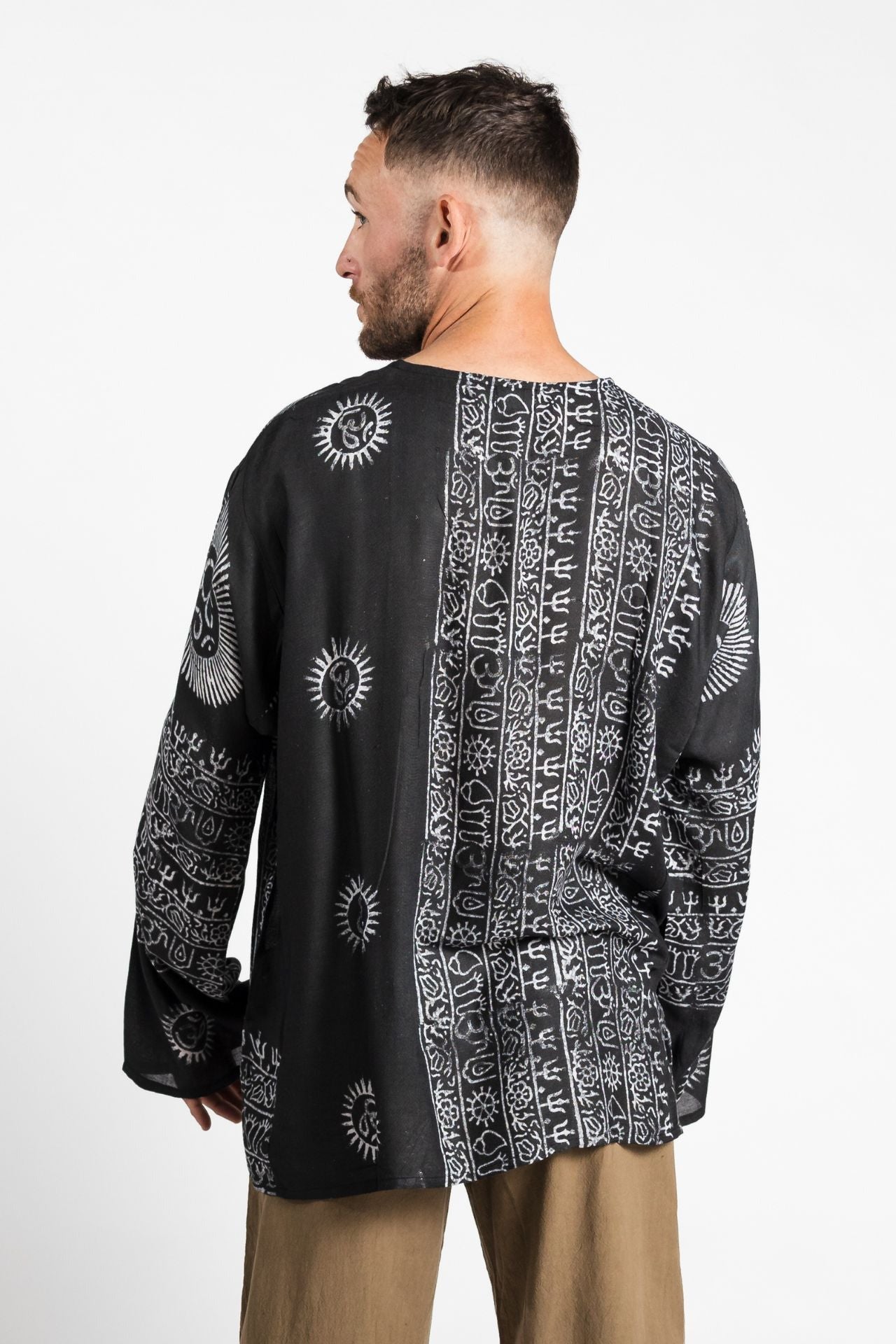 Surya Australia Lightweight Cotton Men's 'Shiva' Shirt made in Nepal - Black