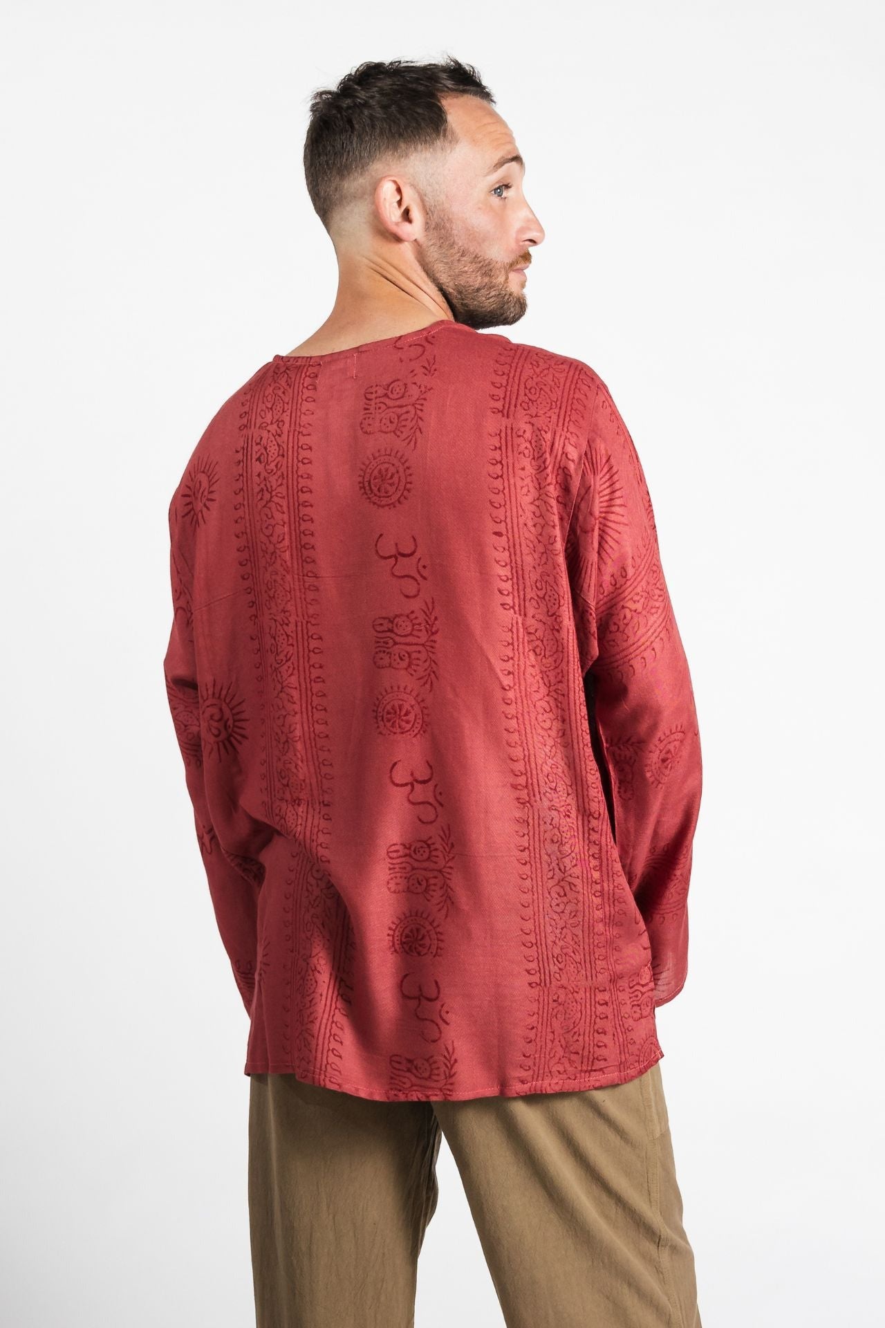 Surya Australia Lightweight Cotton Men's 'Shiva' Shirt made in Nepal - Berry