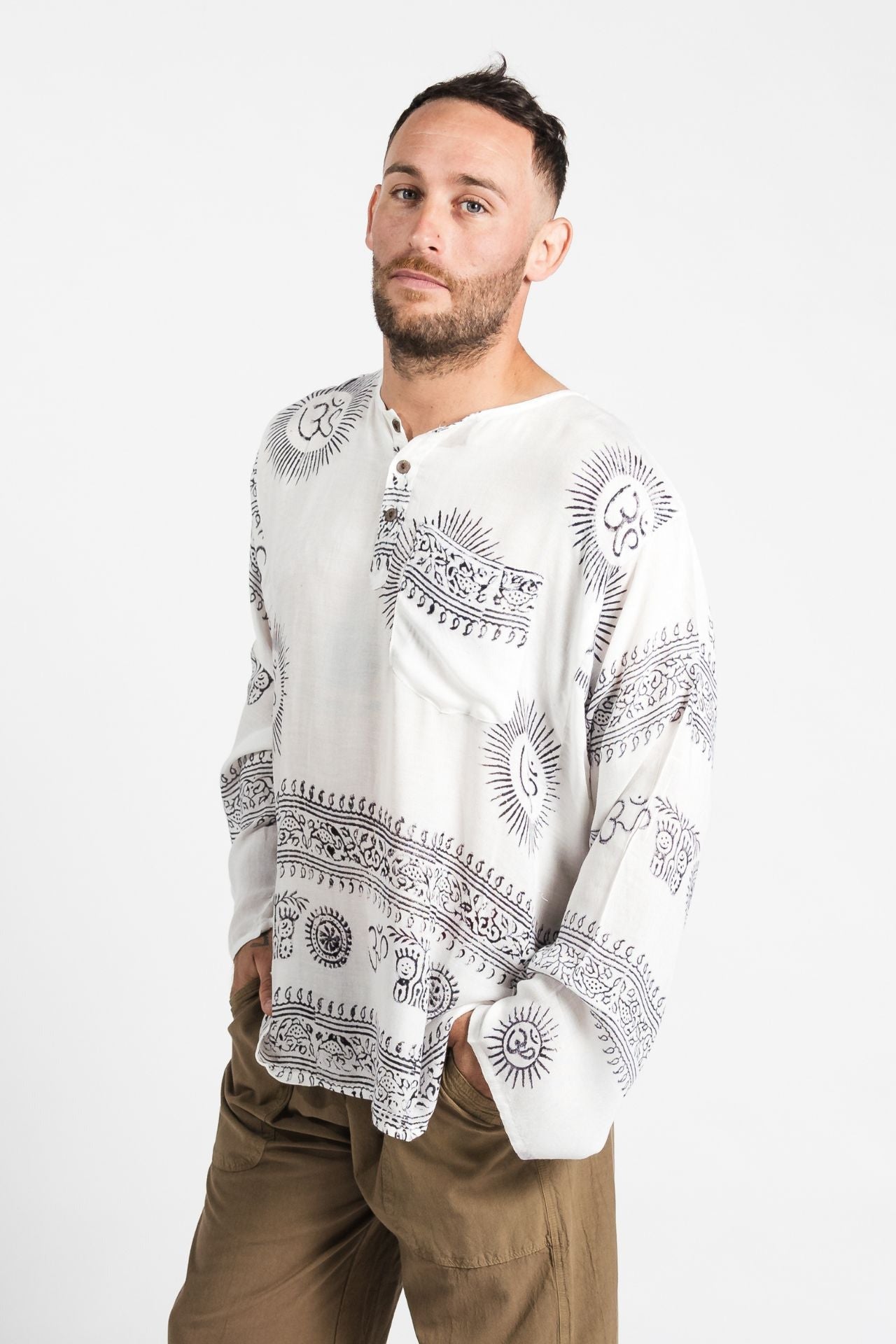 Surya Australia Lightweight Cotton Men's 'Shiva' Shirt made in Nepal - White