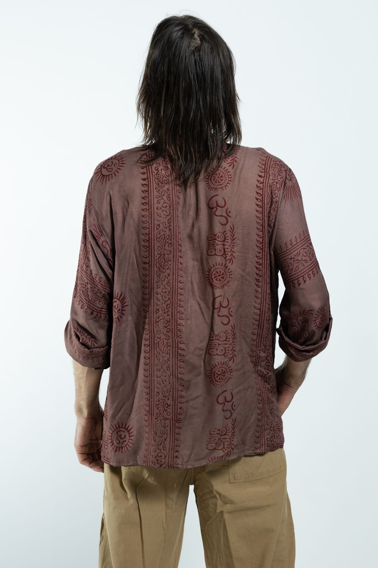 Surya Australia Lightweight Cotton Men's 'Shiva' Shirt made in Nepal - Taupe