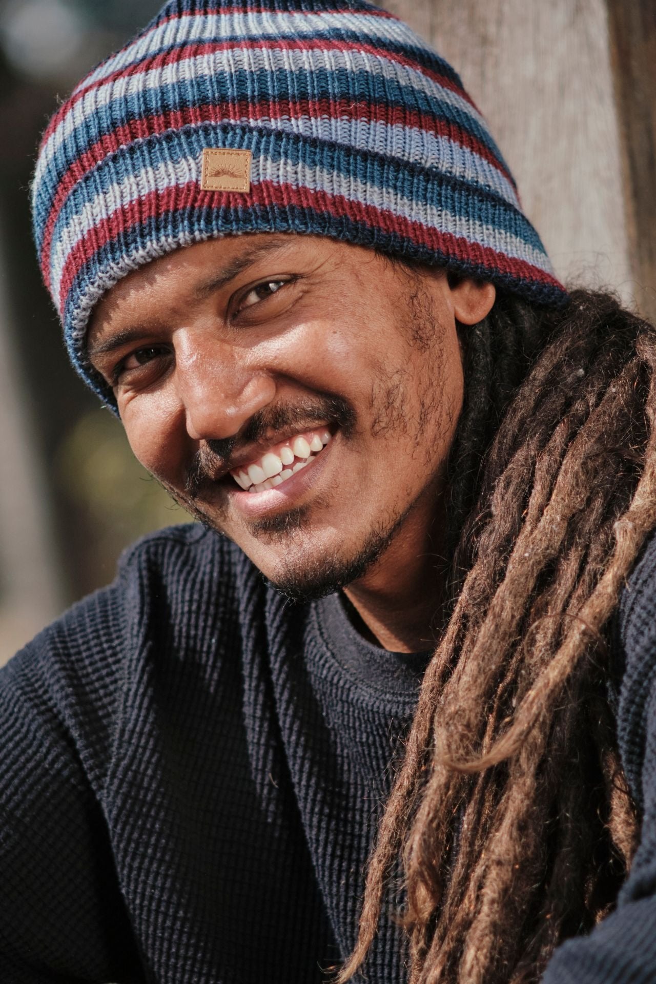 Surya Australia Merino Wool Fisherman Beanie (Striped) made in Nepal - Purple