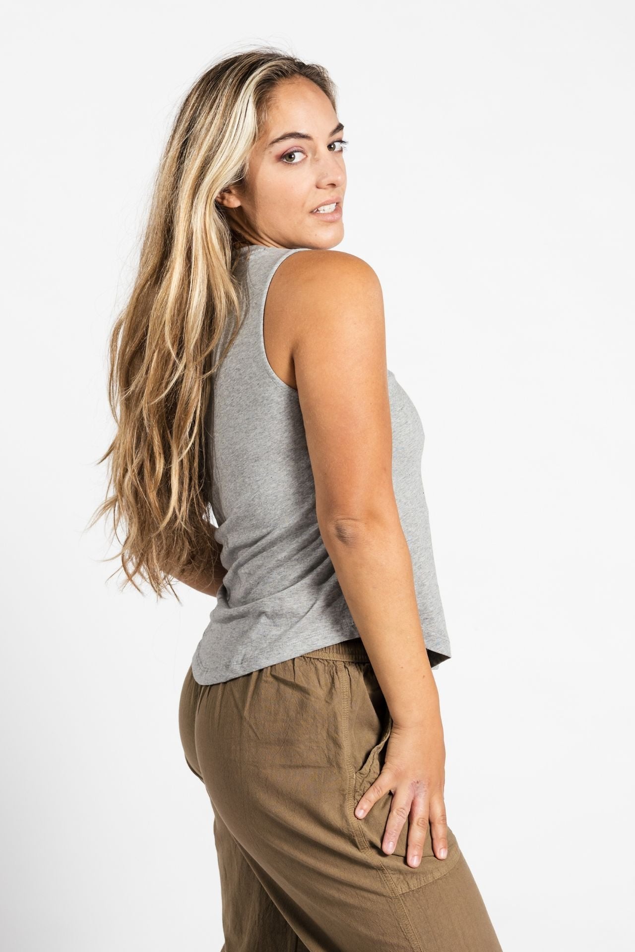 Surya Organic Cotton Tank Top made in Nepal - Light Grey