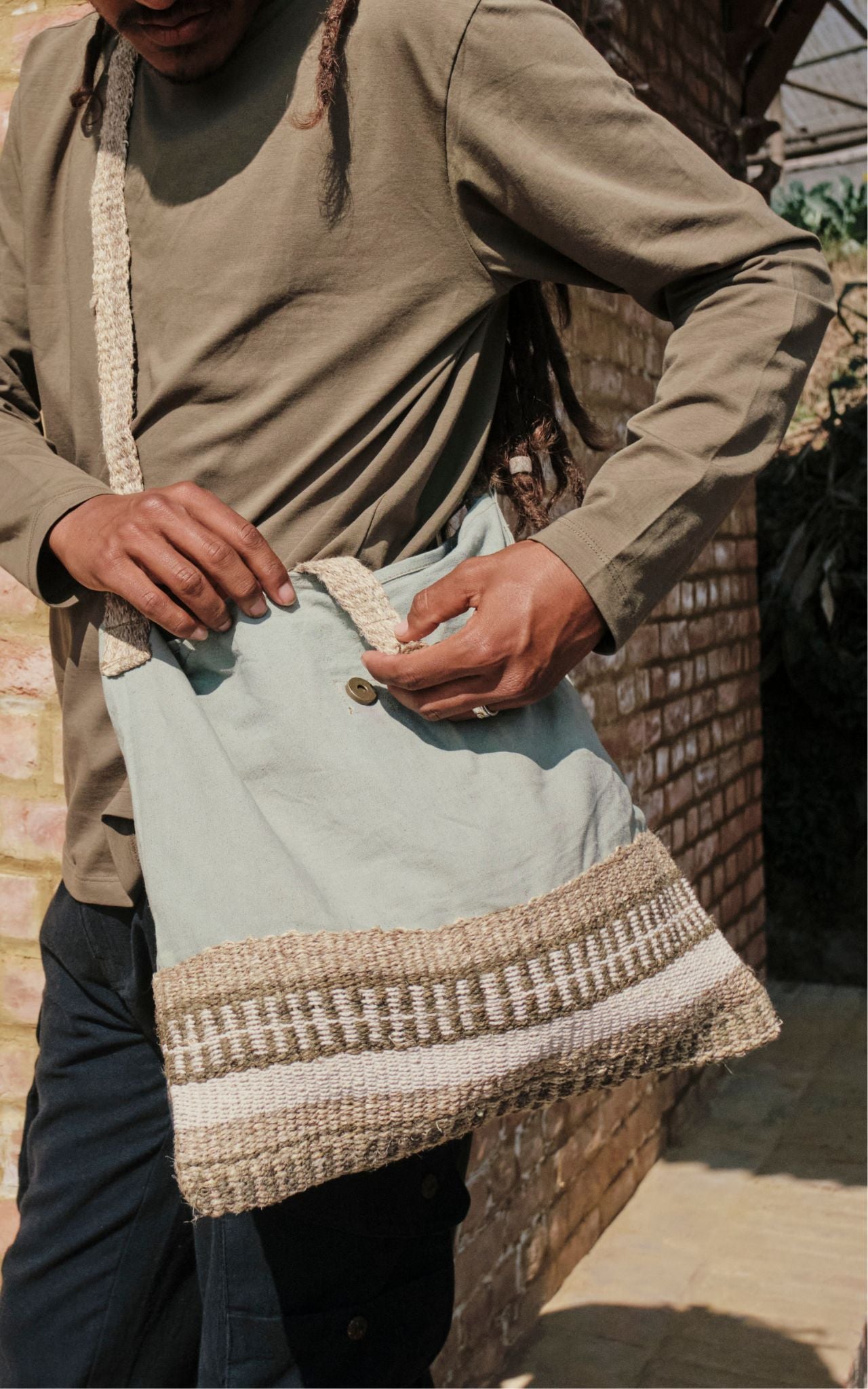 Surya Organic Hemp Satchel Bag made in Nepal - Pomegranate