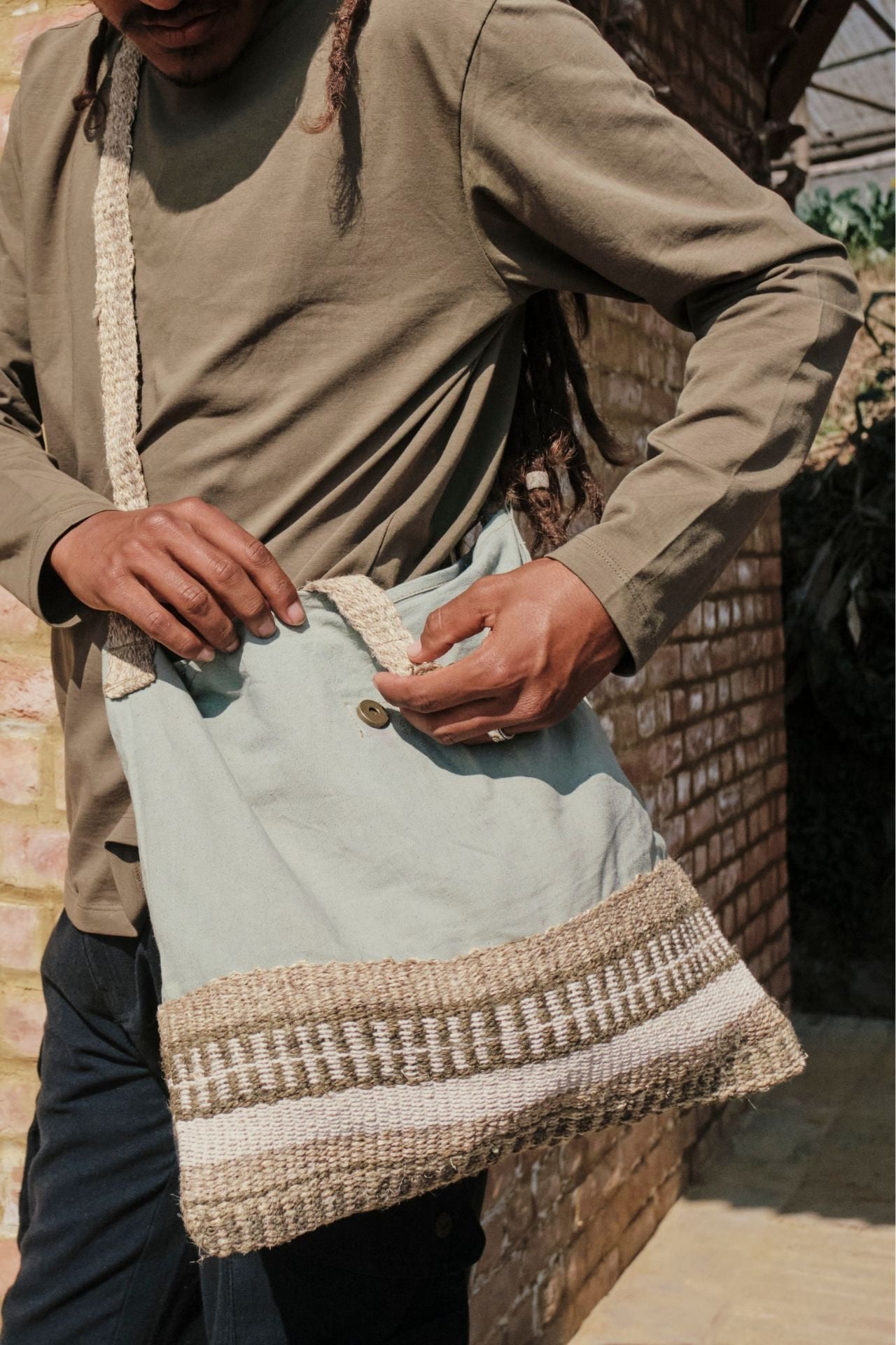 Surya Organic Hemp Satchel Bag made in Nepal - Pomegranate