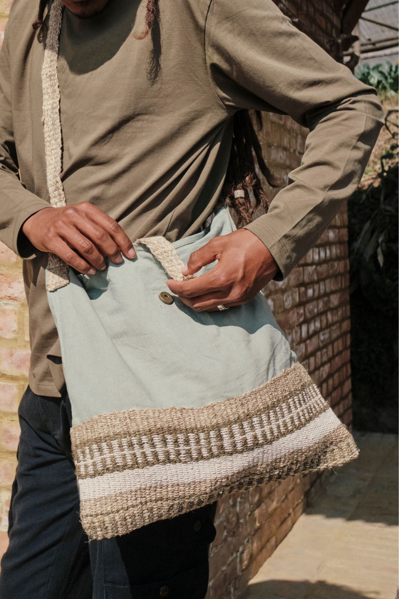 Surya Organic Hemp Satchel Bag made in Nepal