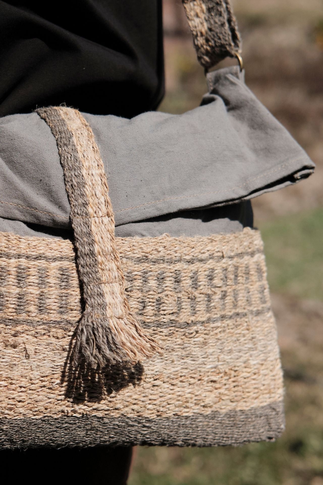 Surya Organic Hemp Satchel Bag made in Nepal - Myrobalan dye