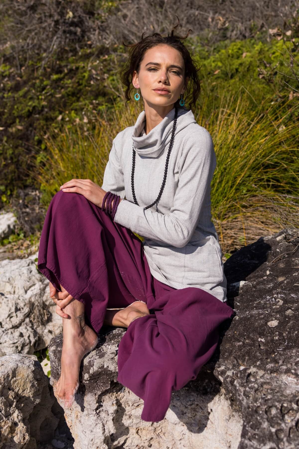 Surya Ethical Cotton Palazzo Pants made in Nepal - Wine