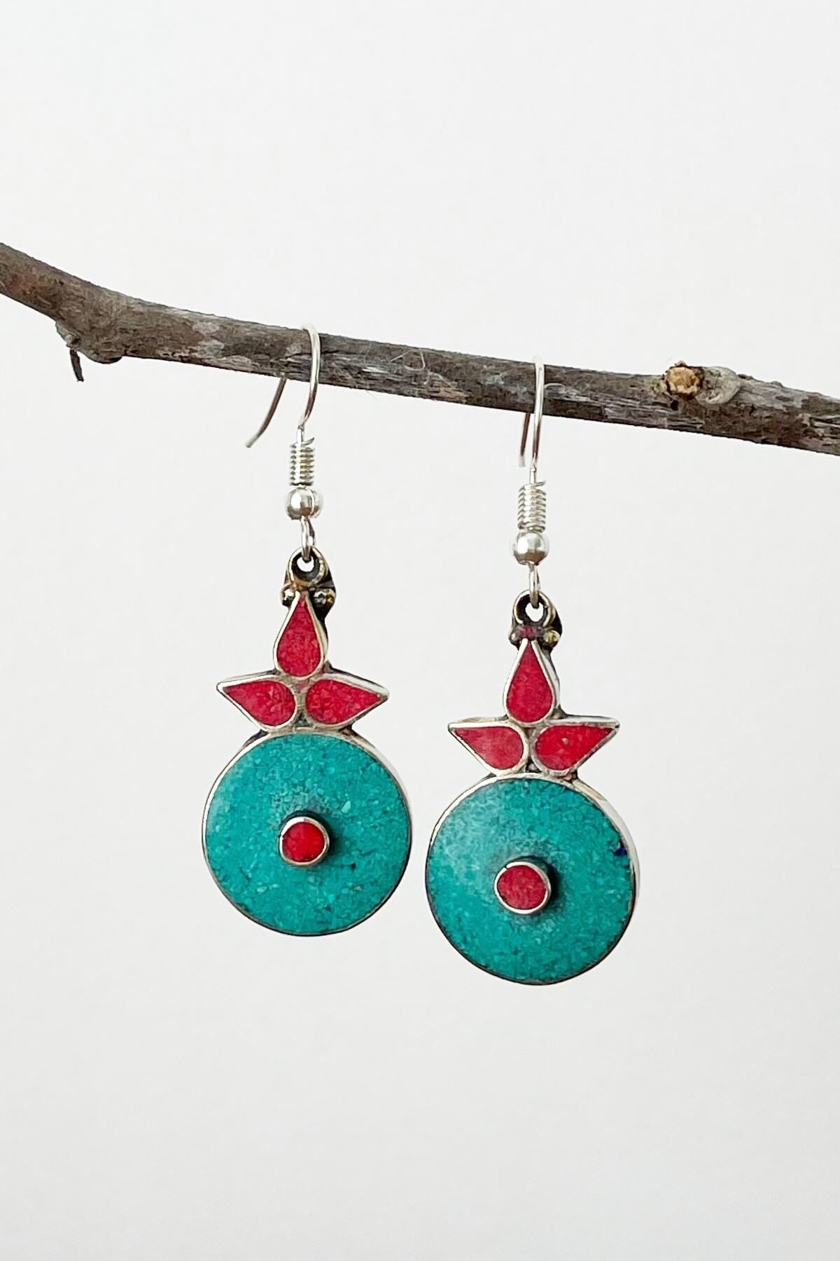 Surya Tibetan Earrings made in Nepal - Alka