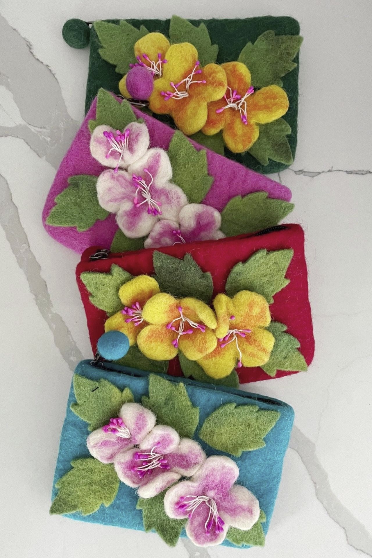 Surya Australia Ethical Wool Felt Flower Purse made in Nepal