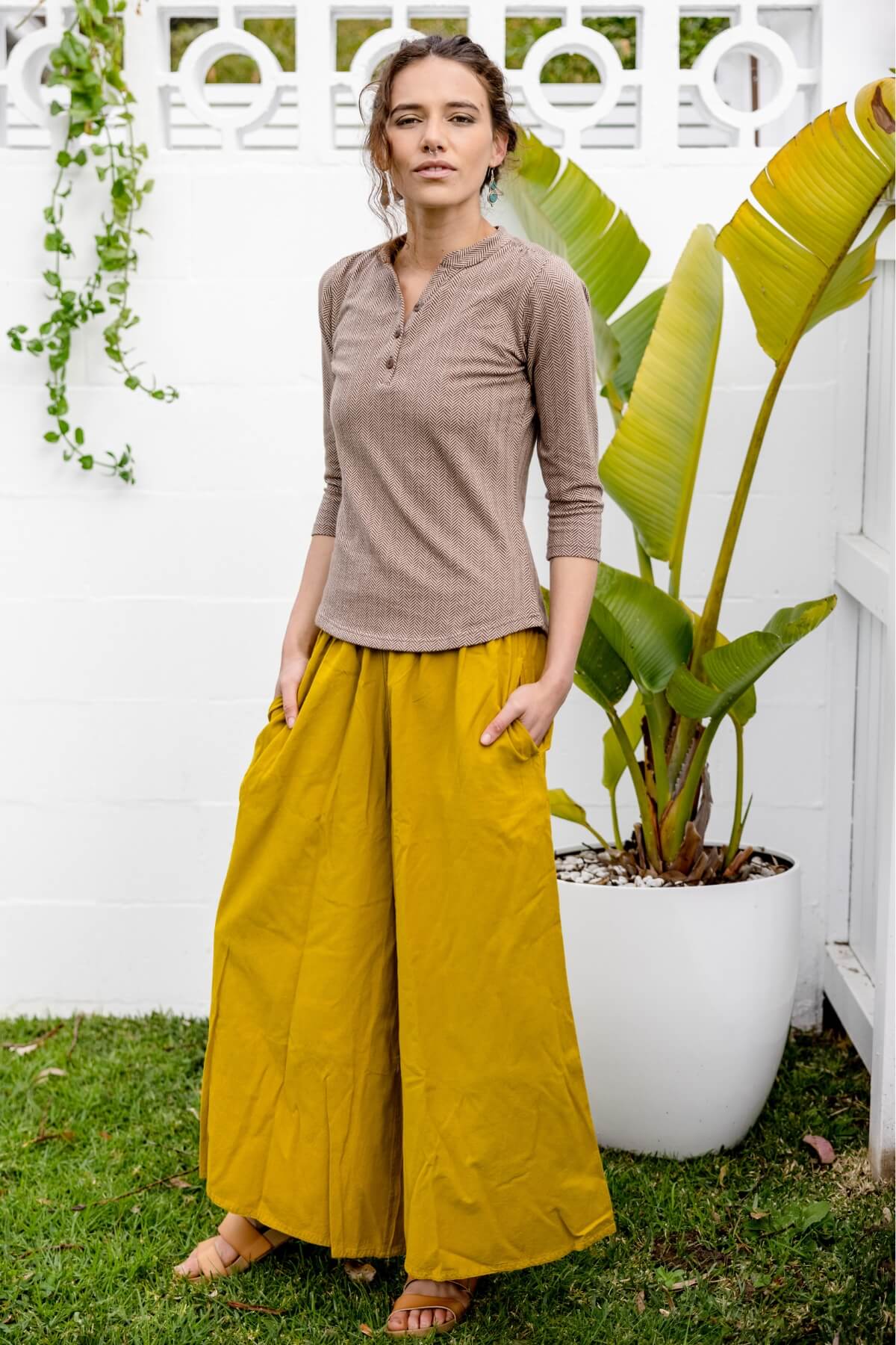Surya Ethical Cotton Wide Leg Palazzo Pants for Women