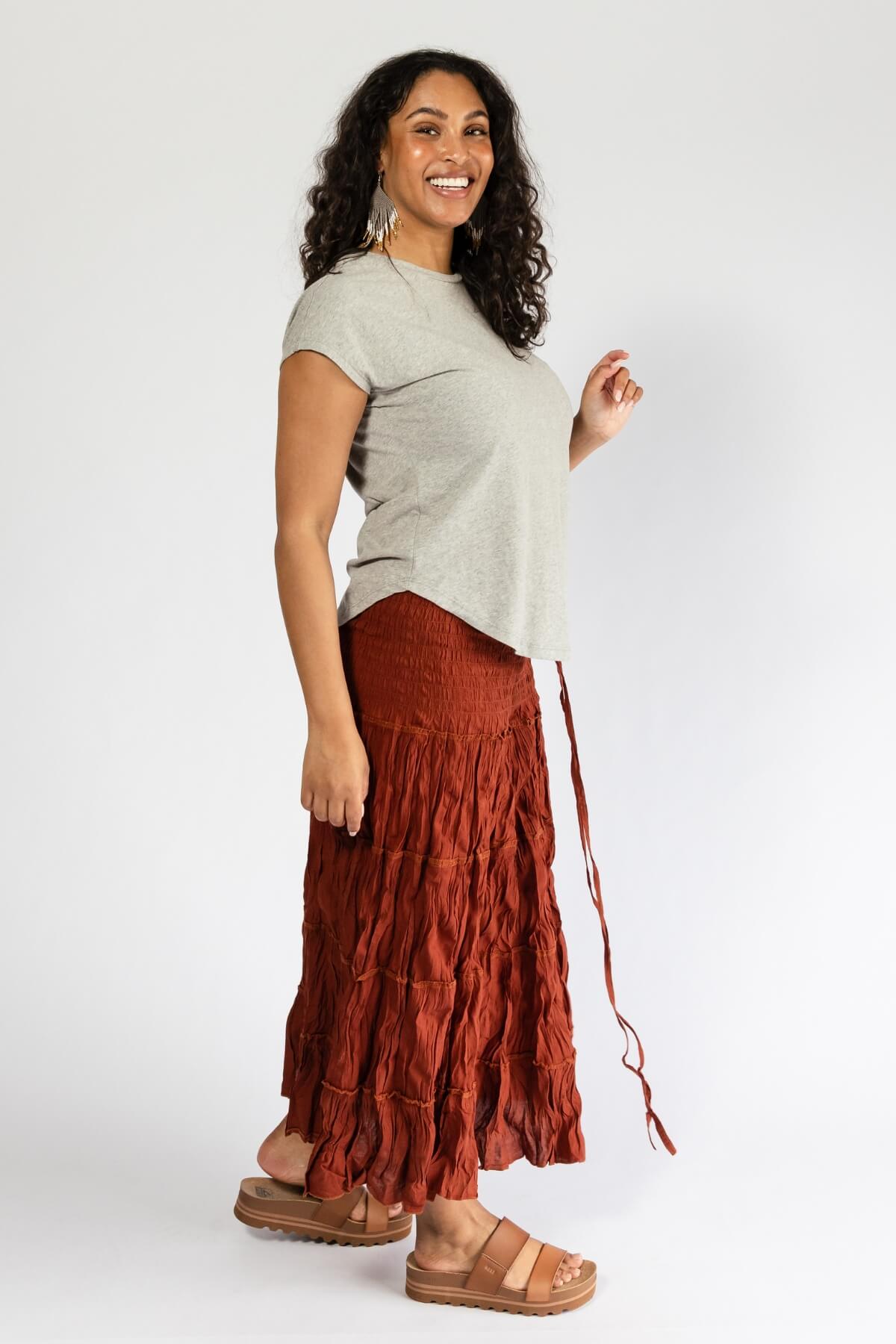 Surya Ethical Crinkle Cotton Skirts made in Nepal - right side view